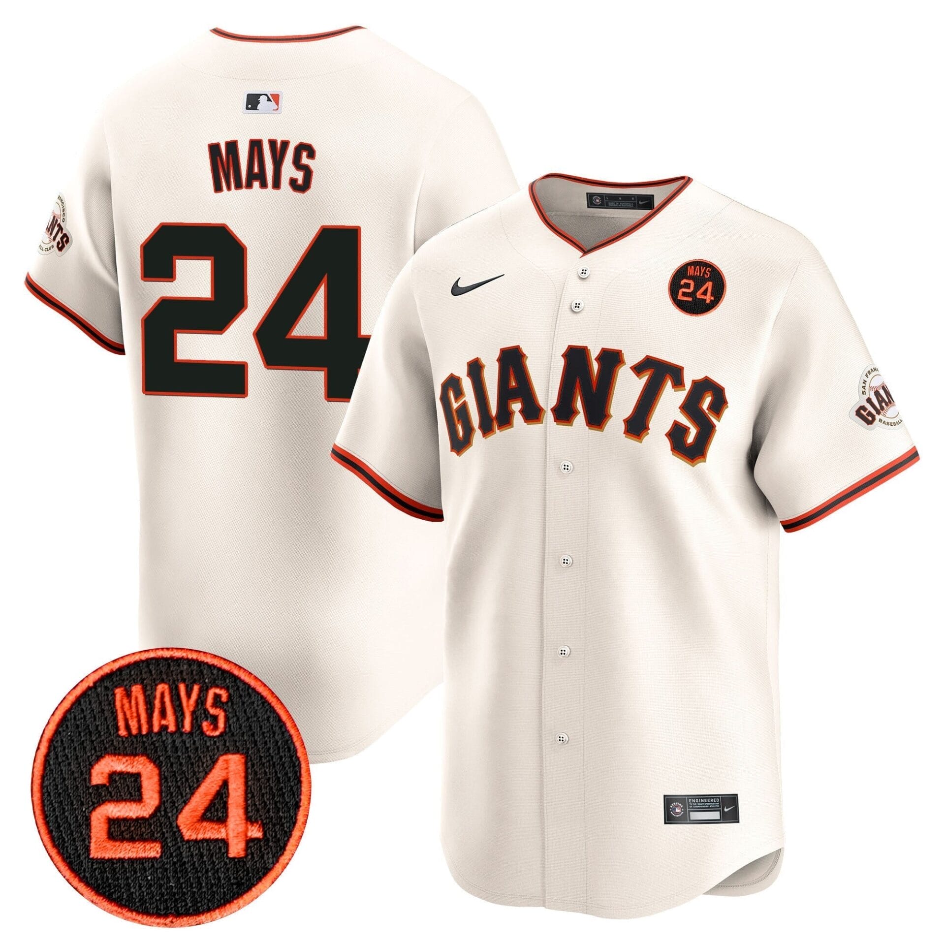 San Francisco Giants 2024 Willie Mays Patch Vapor Premier Limited Jersey V3 - All Stitched - Image 17