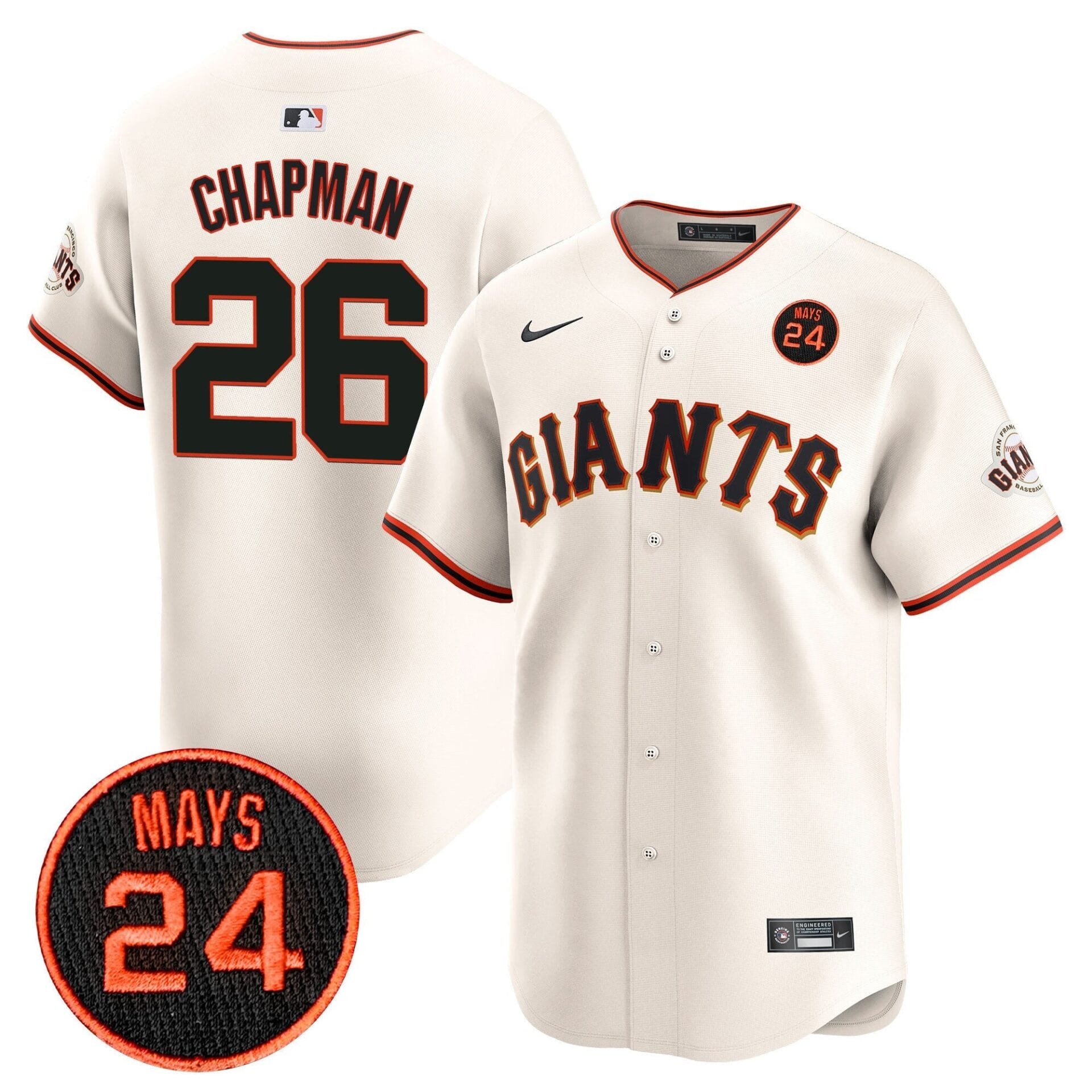 San Francisco Giants 2024 Willie Mays Patch Vapor Premier Limited Jersey V3 - All Stitched - Image 18