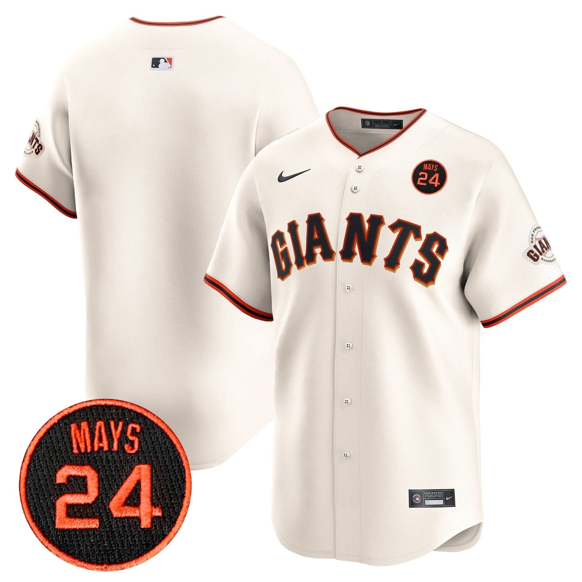 San Francisco Giants 2024 Willie Mays Patch Vapor Premier Limited Jersey V3 - All Stitched - Image 24