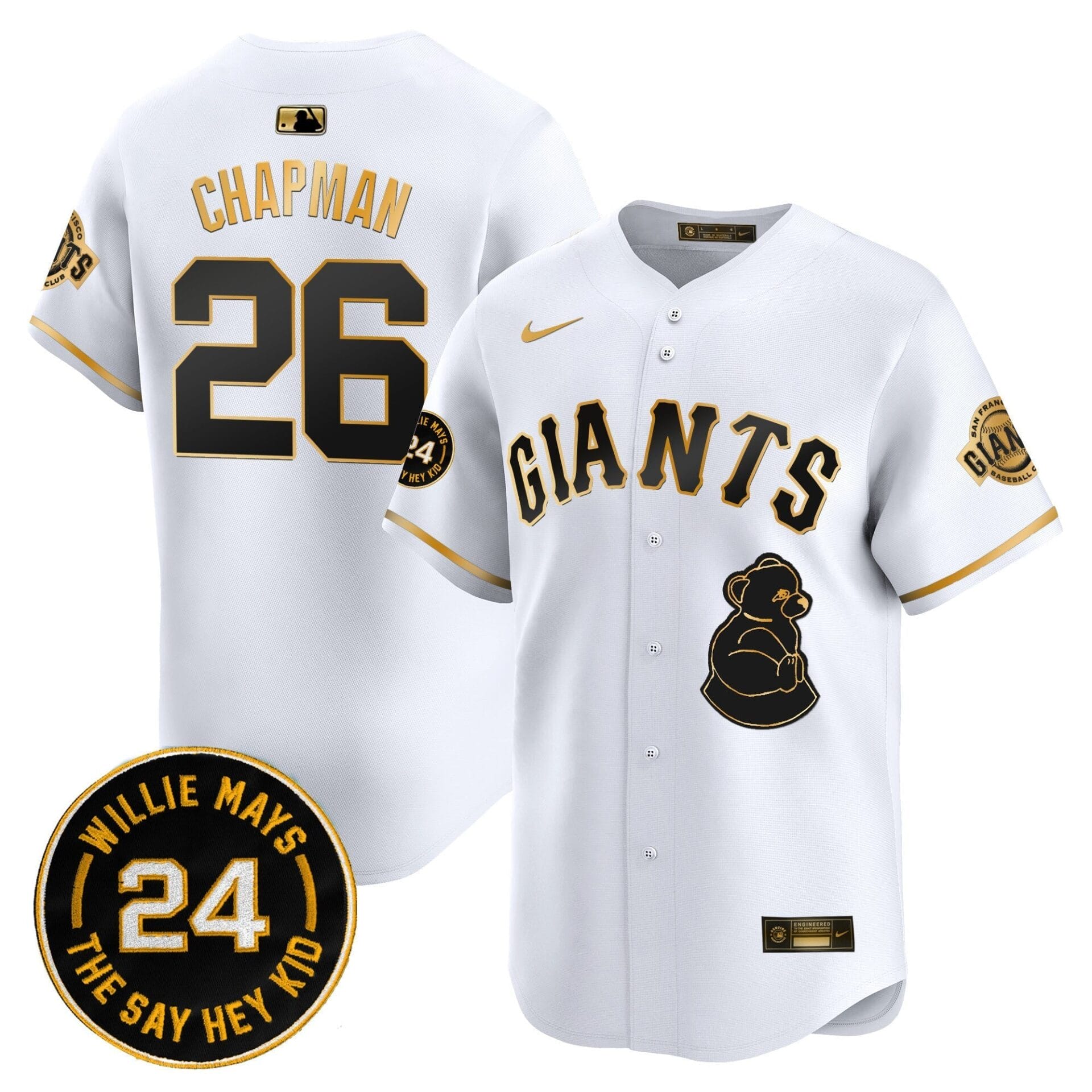 San Francisco Giants 2024 Willie Mays Patch Vapor Premier Limited Jersey V4 - All Stitched - Image 2
