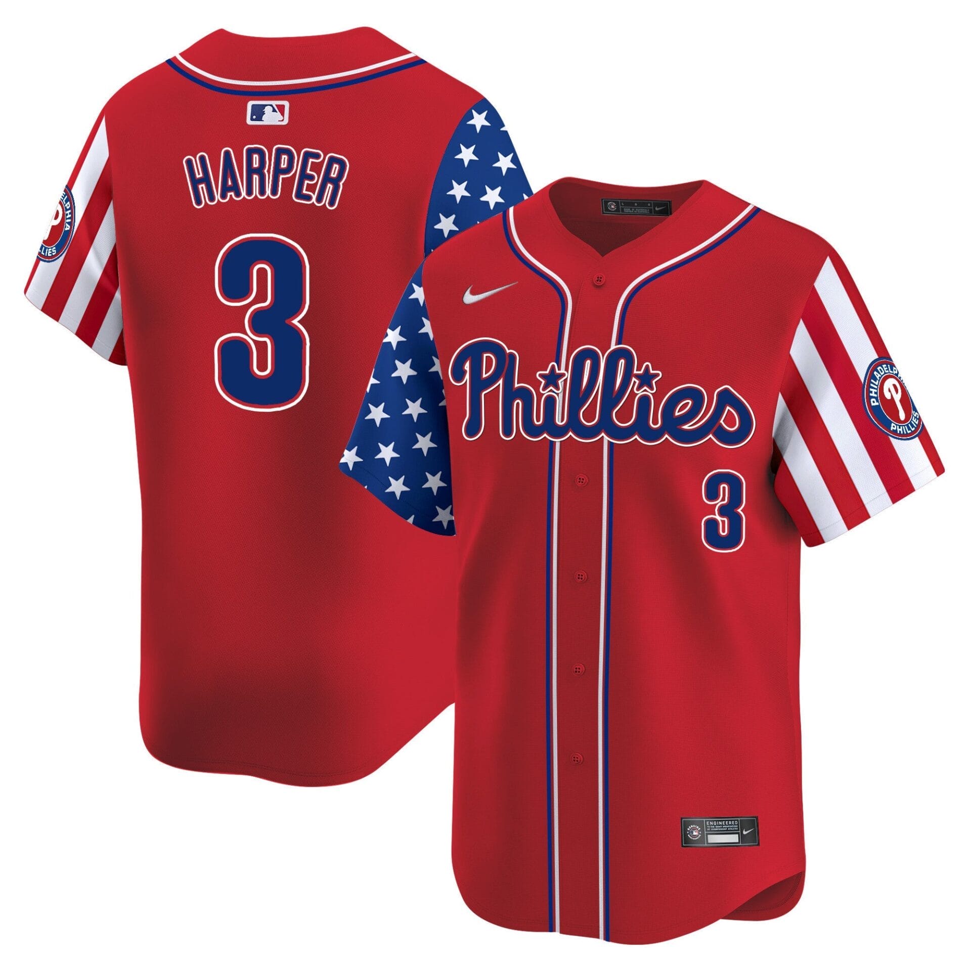 Phillies 2025 Independence Day Vapor Premier Limited Jersey - All Stitched - Image 11
