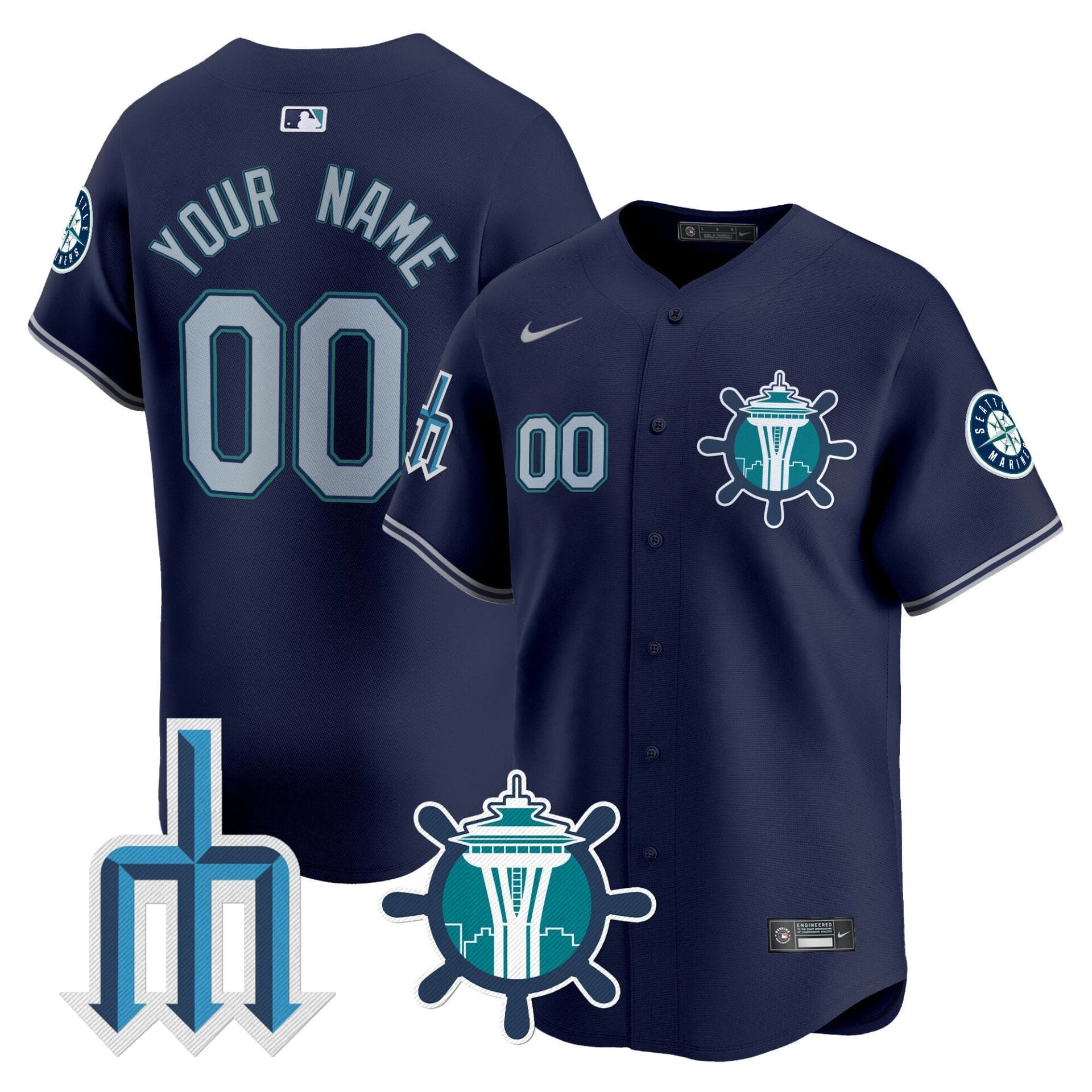 Seattle Mariners Trident Patch Vapor Premier Limited Custom Jersey - All Stitched - Image 2