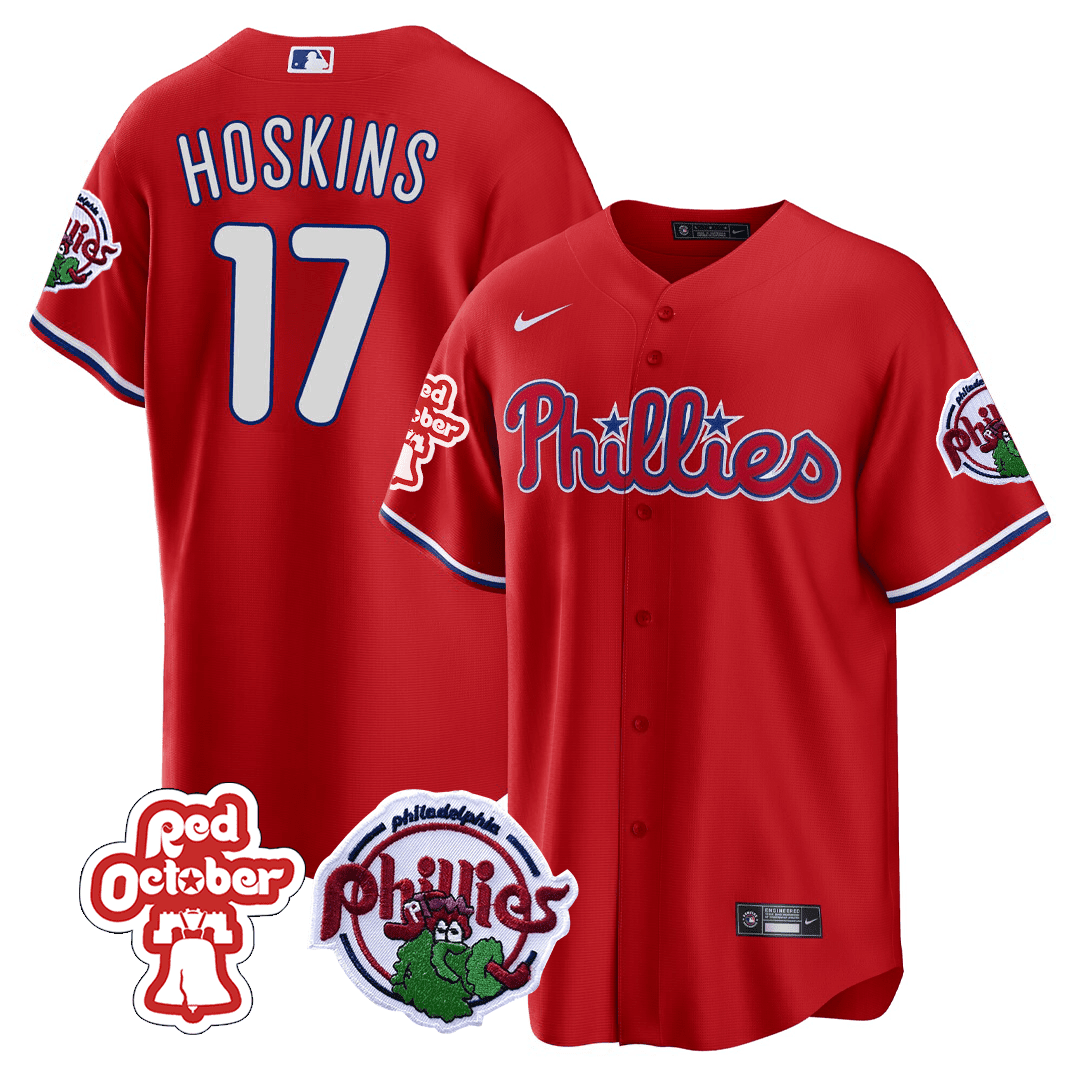 Philadelphia Phillies Red October Patch Cool Base Jersey - All Stitched - Image 4