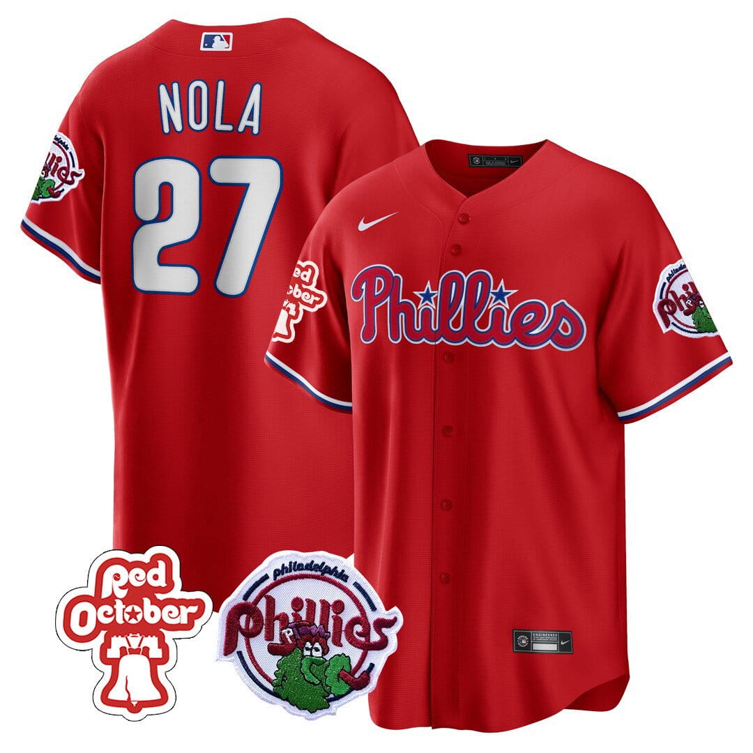 Philadelphia Phillies Red October Patch Cool Base Jersey - All Stitched - Image 3