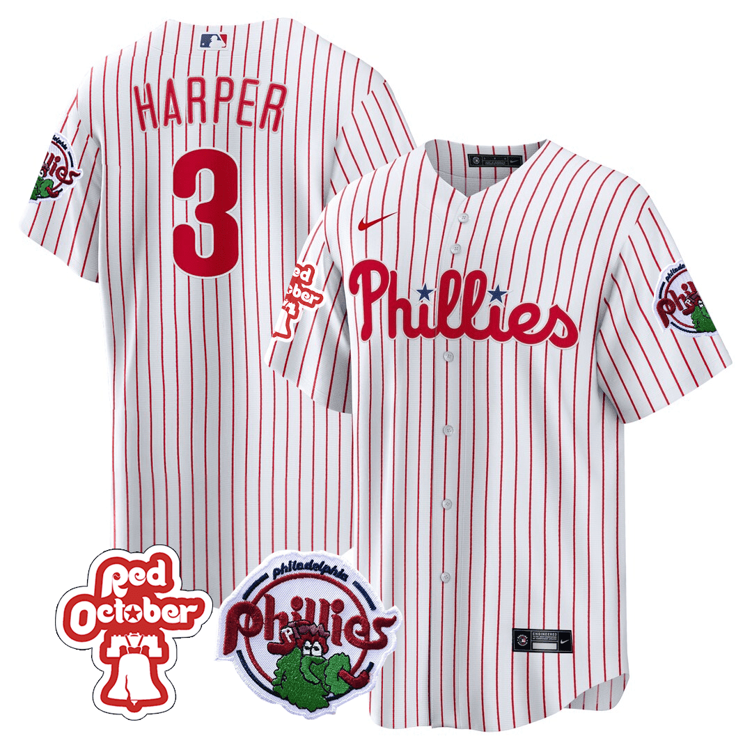 Philadelphia Phillies Red October Patch Cool Base Jersey - All Stitched - Image 9