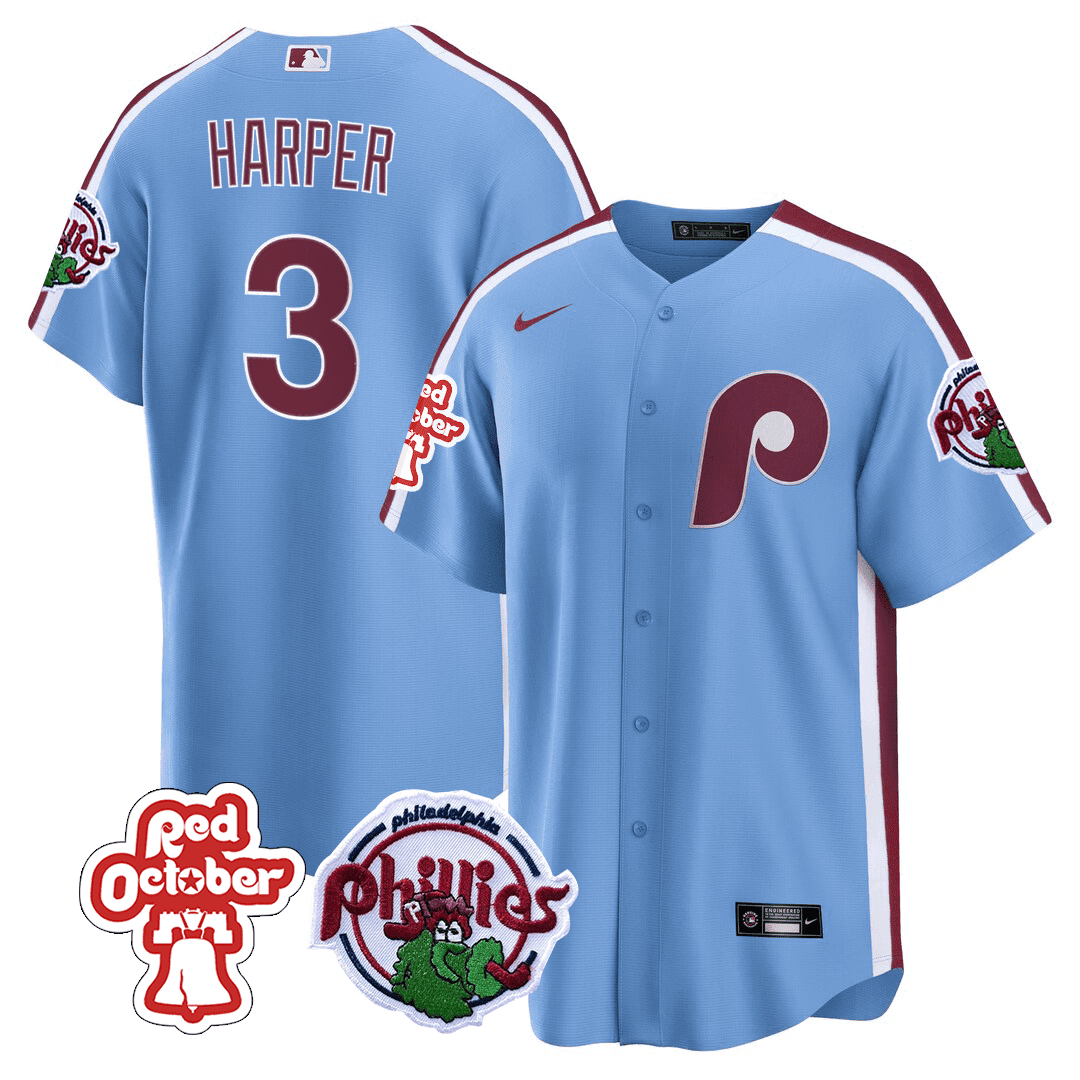Philadelphia Phillies Red October Patch Cool Base Jersey - All Stitched - Image 15