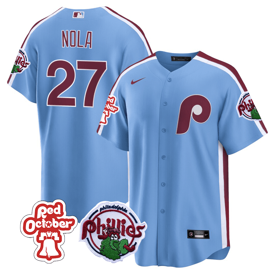 Philadelphia Phillies Red October Patch Cool Base Jersey - All Stitched - Image 16