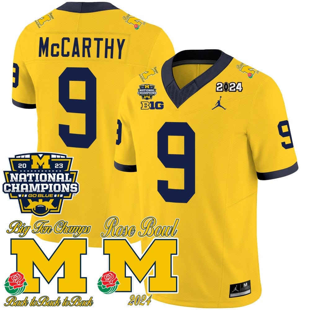 Michigan Wolverines 2023 National Champions & Rose Bowl Patch Vapor Jersey - All Stitched - Image 13