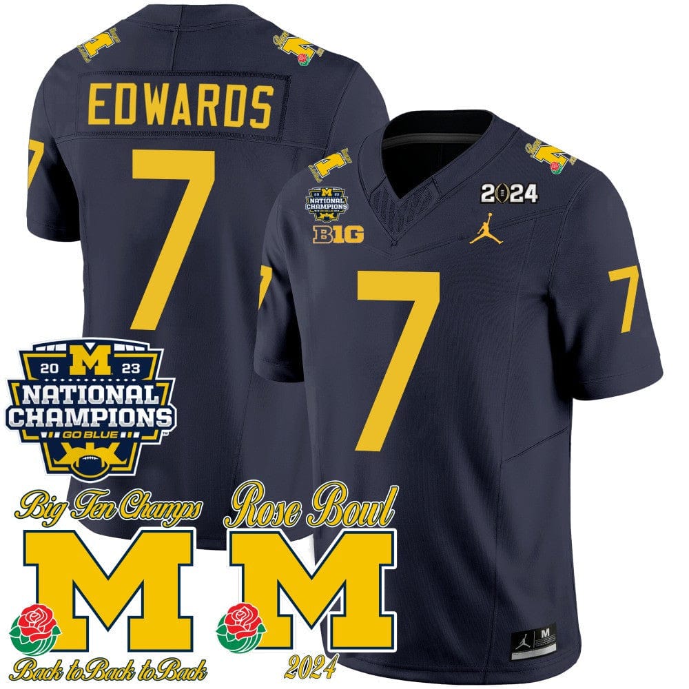Michigan Wolverines 2023 National Champions & Rose Bowl Patch Vapor Jersey - All Stitched - Image 10