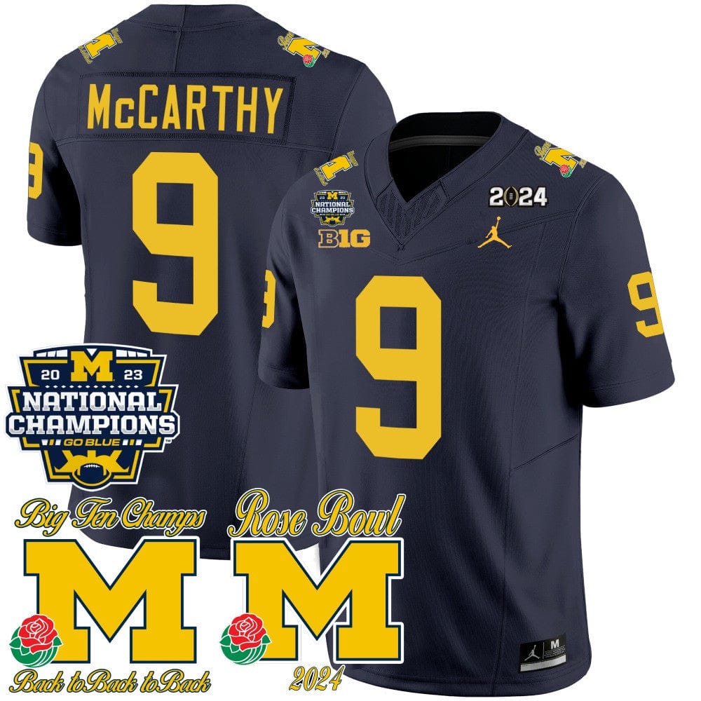 Michigan Wolverines 2023 National Champions & Rose Bowl Patch Vapor Jersey - All Stitched - Image 7