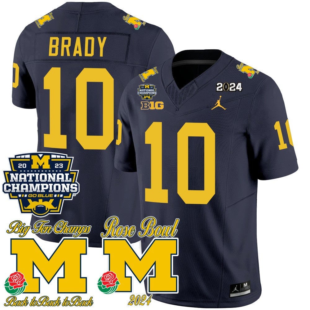 Michigan Wolverines 2023 National Champions & Rose Bowl Patch Vapor Jersey - All Stitched - Image 11