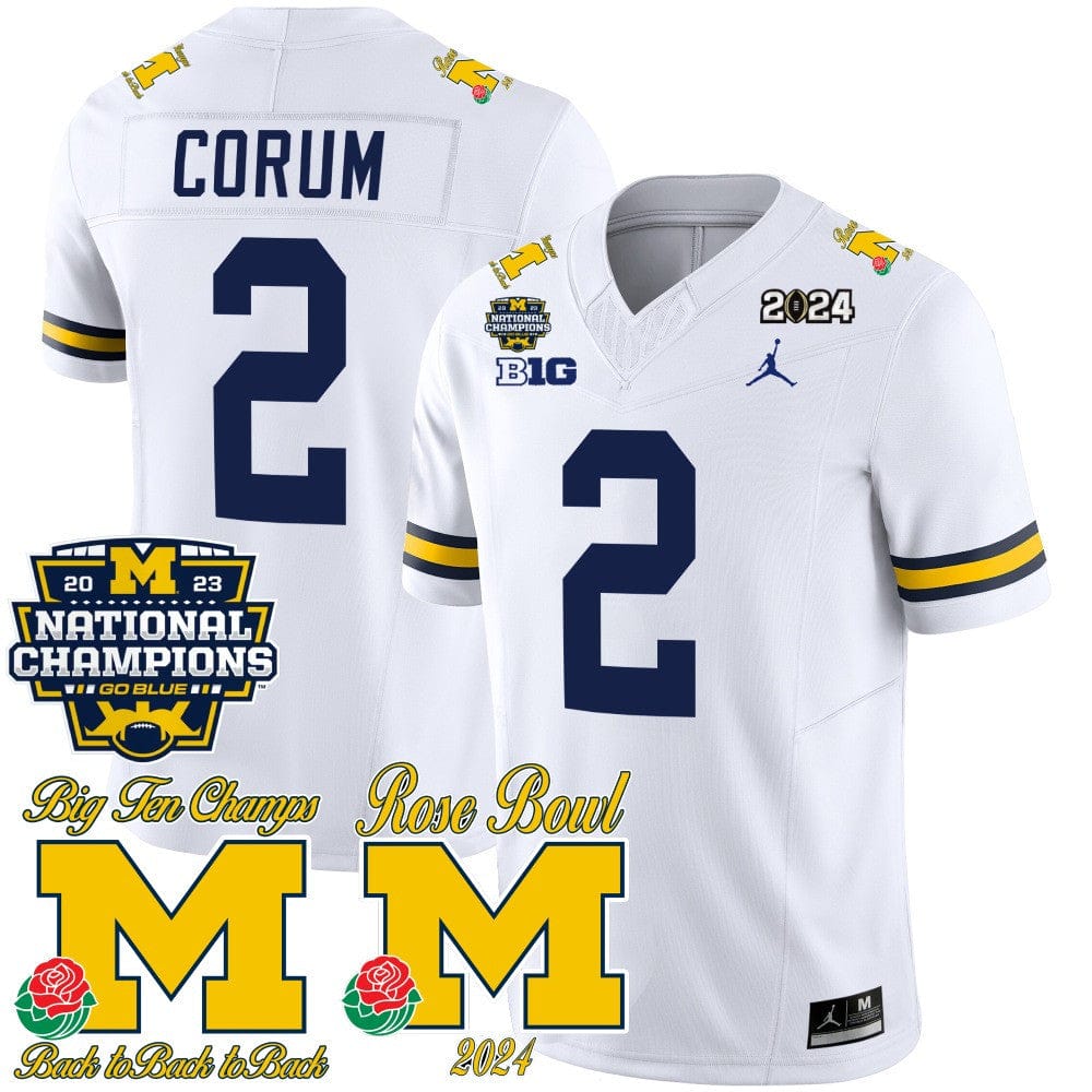 Michigan Wolverines 2023 National Champions & Rose Bowl Patch Vapor Jersey - All Stitched - Image 20