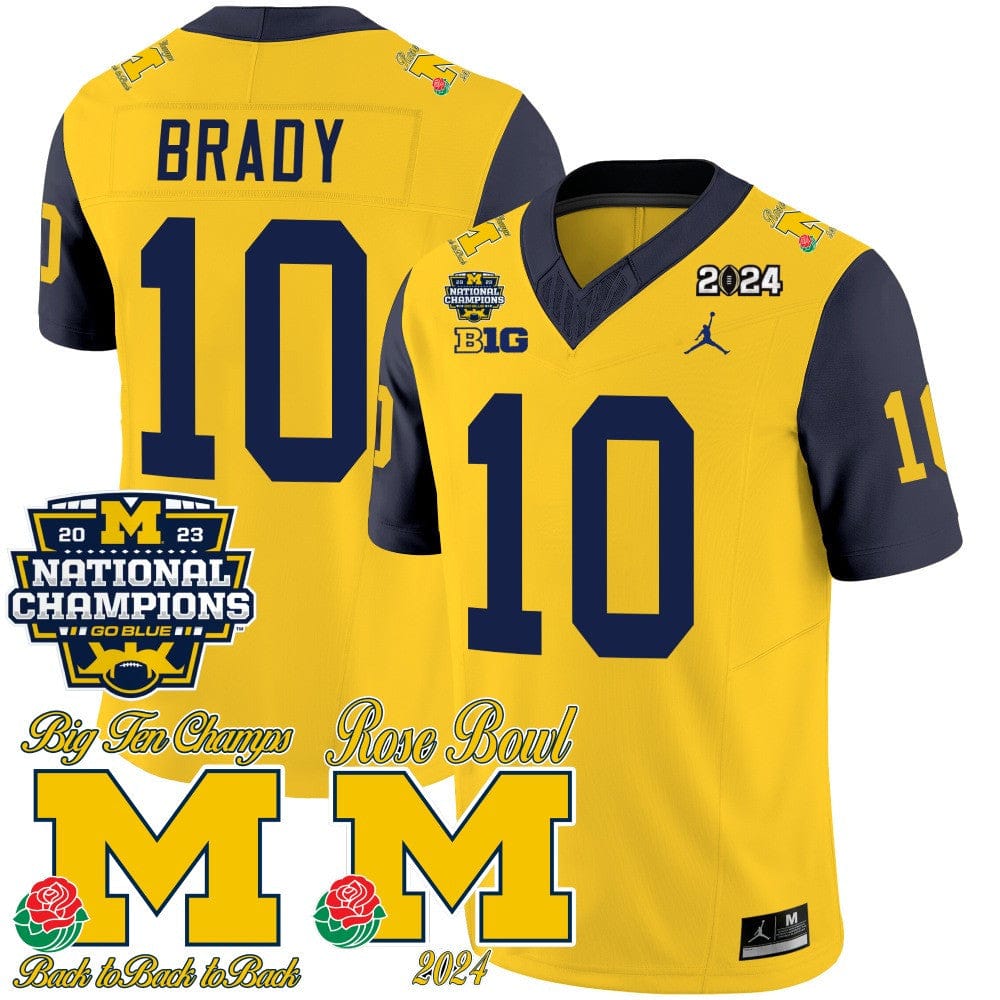 Michigan Wolverines 2023 National Champions & Rose Bowl Patch Vapor Jersey - All Stitched - Image 29
