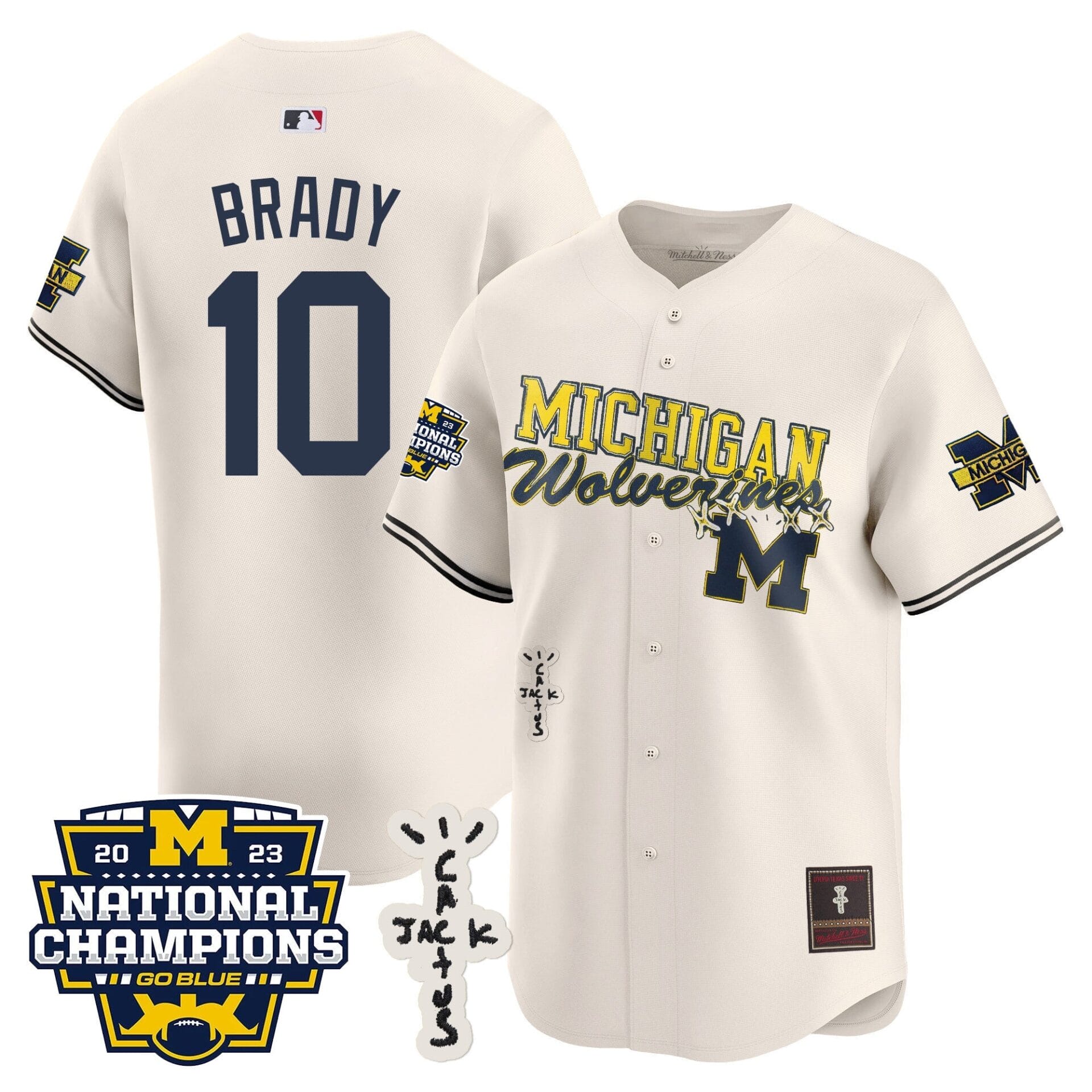Michigan Wolverines Cactus Jack Champions Baseball Jersey - All Stitched - Image 5