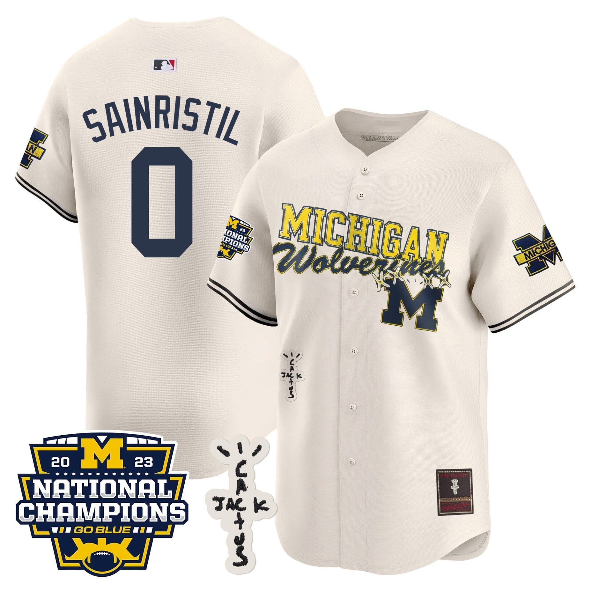 Michigan Wolverines Cactus Jack Champions Baseball Jersey - All Stitched - Image 6