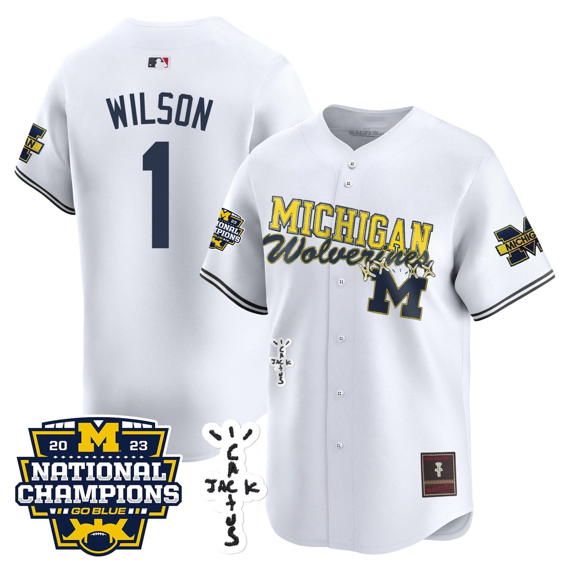 Michigan Wolverines Cactus Jack Champions Baseball Jersey - All Stitched - Image 10