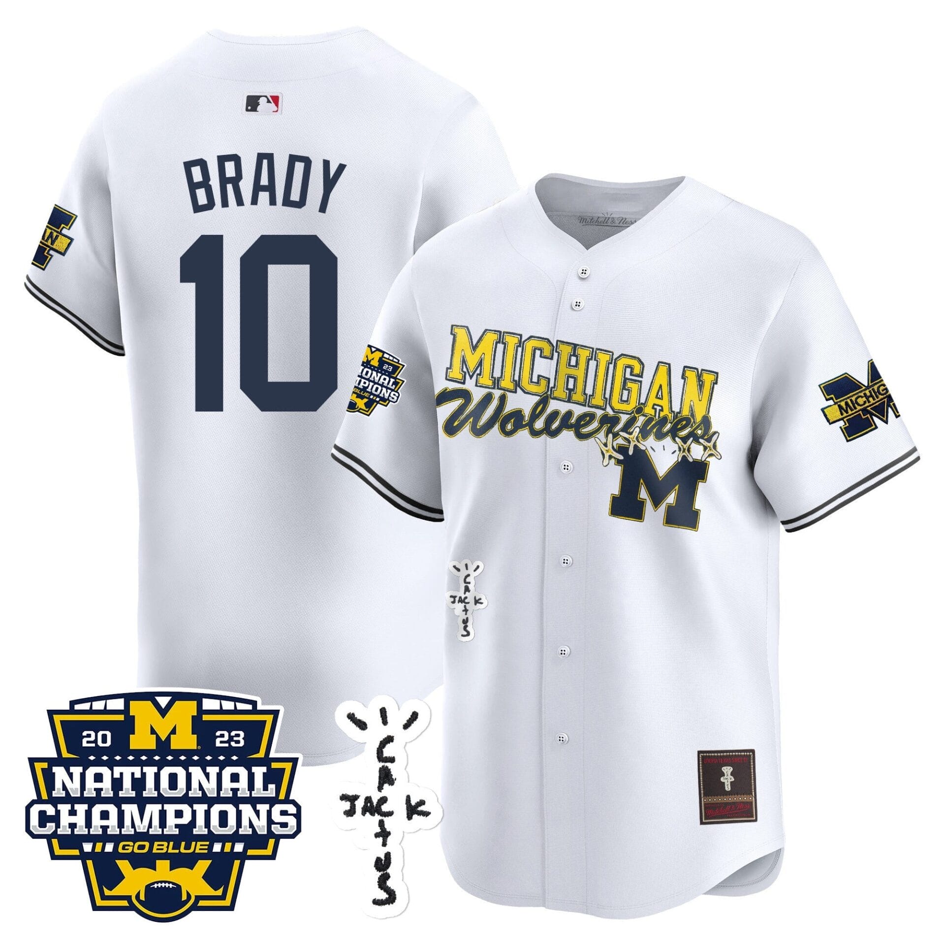 Michigan Wolverines Cactus Jack Champions Baseball Jersey - All Stitched - Image 12