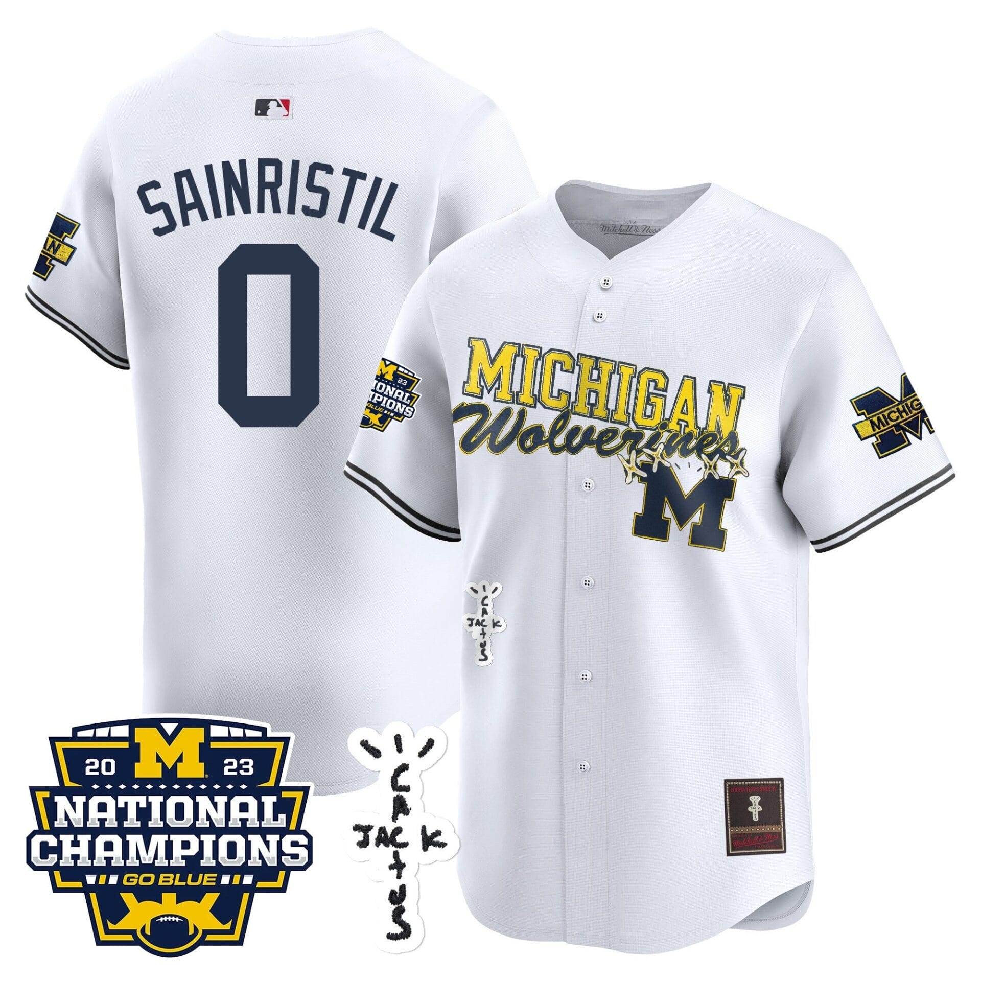 Michigan Wolverines Cactus Jack Champions Baseball Jersey - All Stitched - Image 13