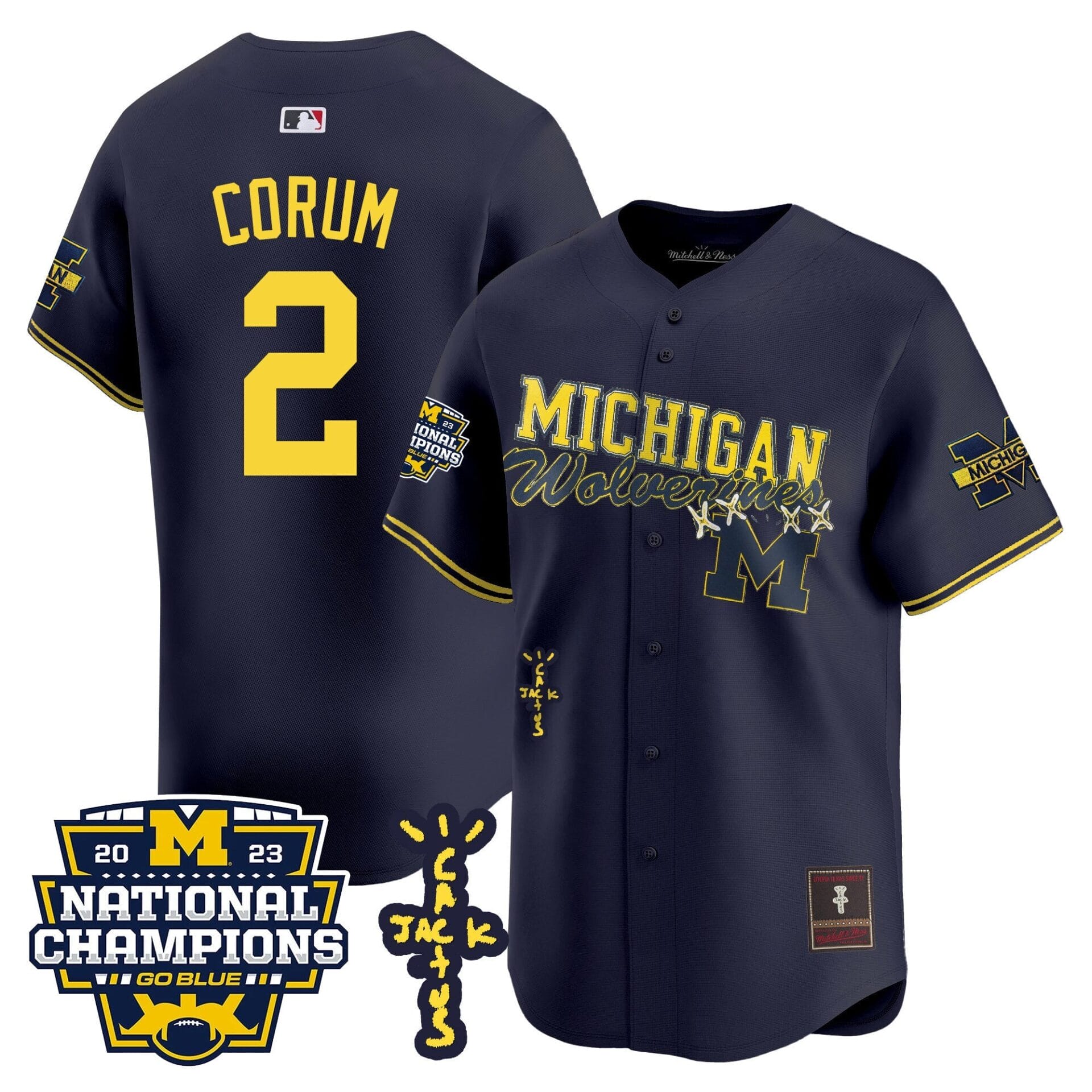 Michigan Wolverines Cactus Jack Champions Baseball Jersey - All Stitched - Image 16