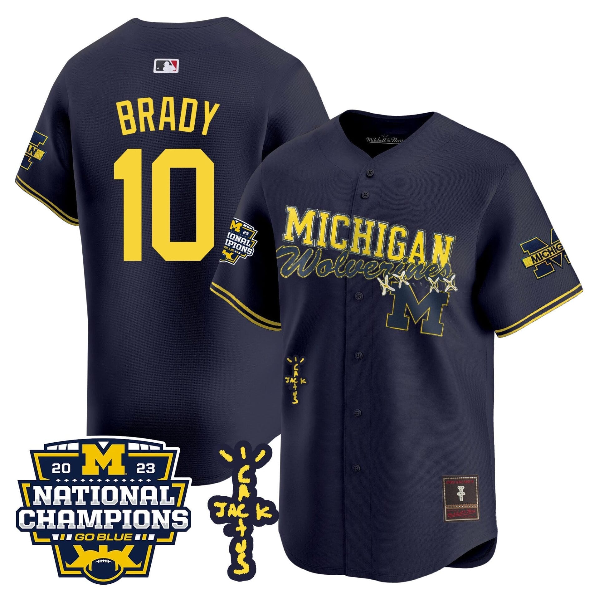 Michigan Wolverines Cactus Jack Champions Baseball Jersey - All Stitched - Image 19