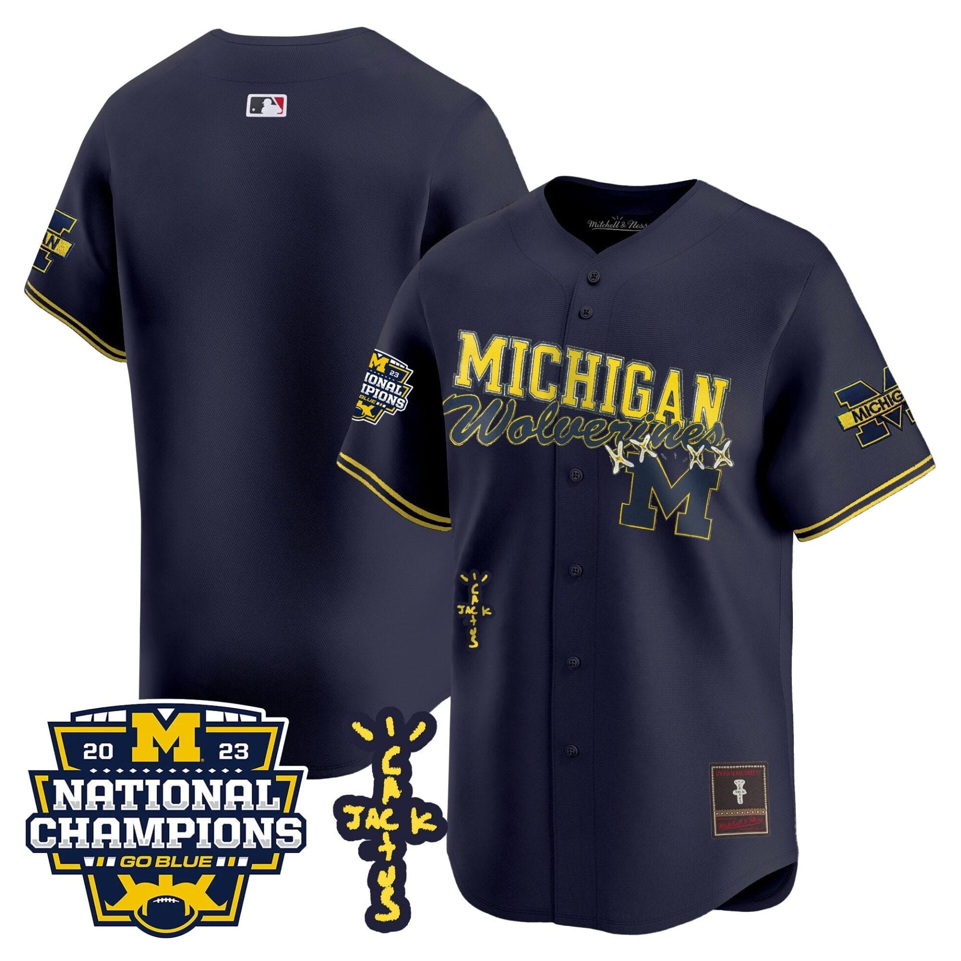 Michigan Wolverines Cactus Jack Champions Baseball Jersey - All Stitched - Image 21