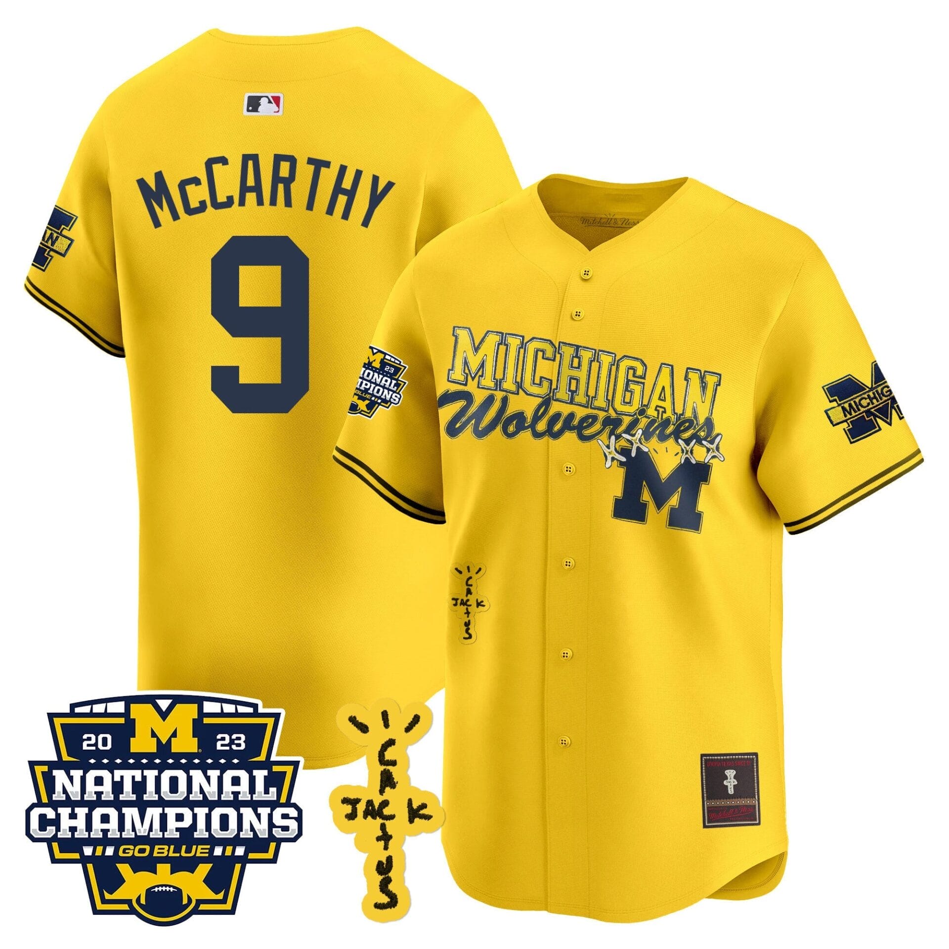 Michigan Wolverines Cactus Jack Champions Baseball Jersey - All Stitched - Image 22