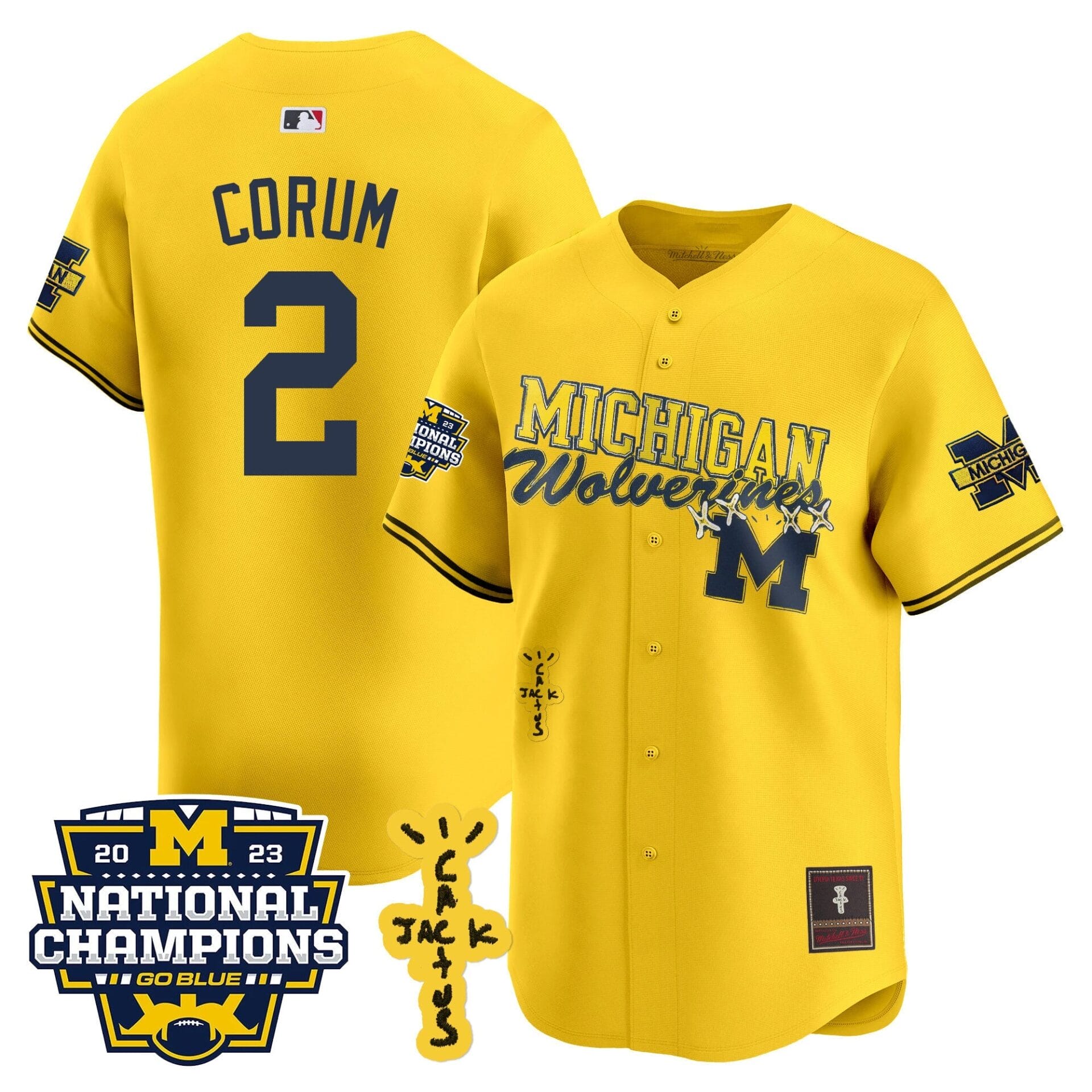 Michigan Wolverines Cactus Jack Champions Baseball Jersey - All Stitched - Image 23