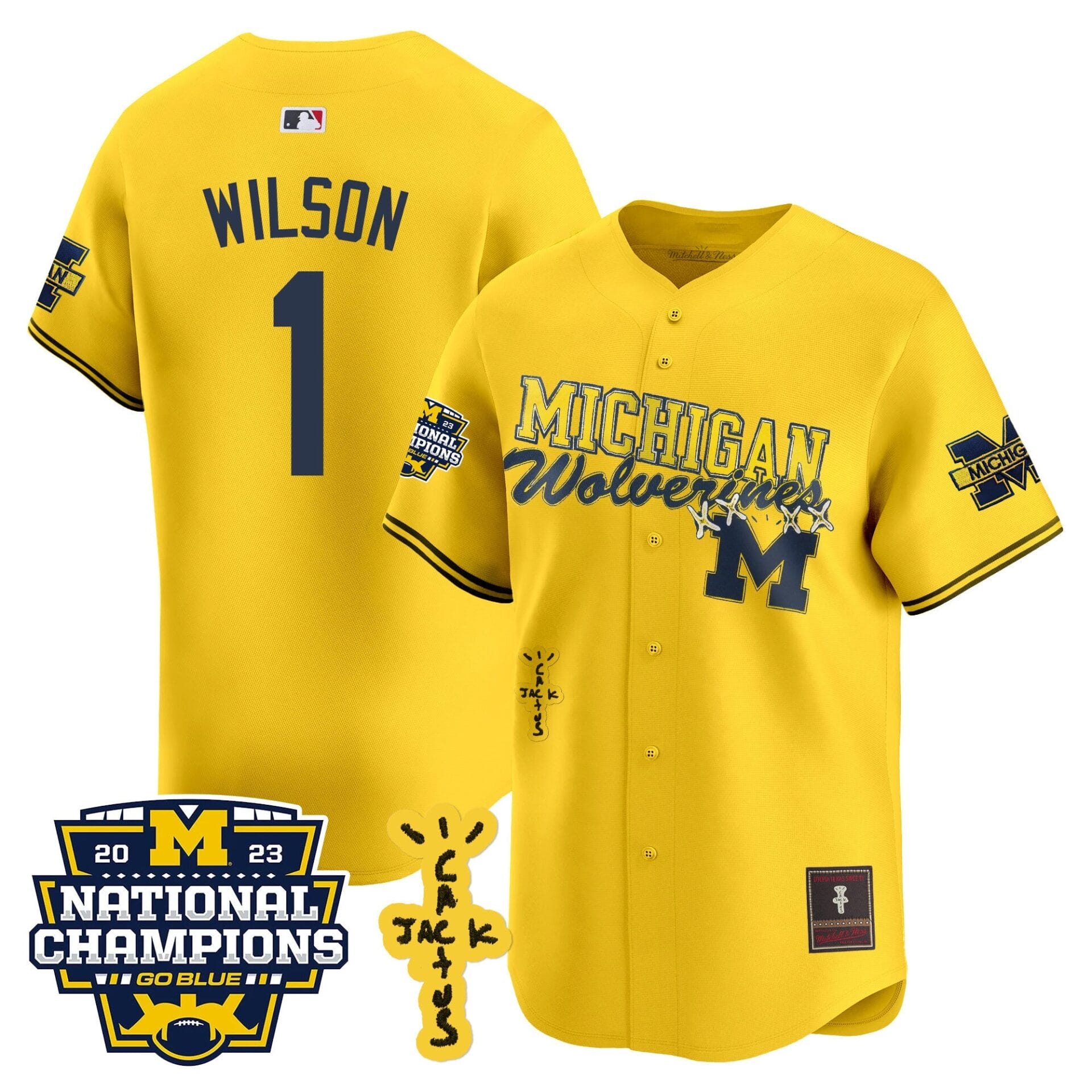 Michigan Wolverines Cactus Jack Champions Baseball Jersey - All Stitched - Image 24
