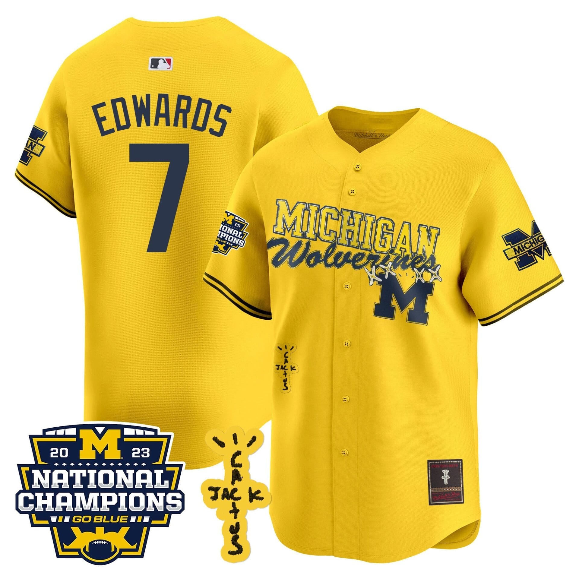 Michigan Wolverines Cactus Jack Champions Baseball Jersey - All Stitched - Image 25