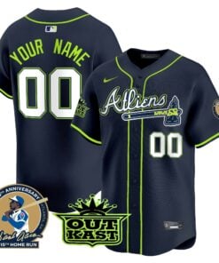 Atlanta Braves Atliens & Hank Aaron Patch Vapor Premier Limited Custom Jersey - All Stitched