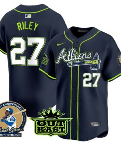 Alternative view of Atlanta Braves Atliens & Hank Aaron Patch Vapor Premier Limited Jersey - All Stitched