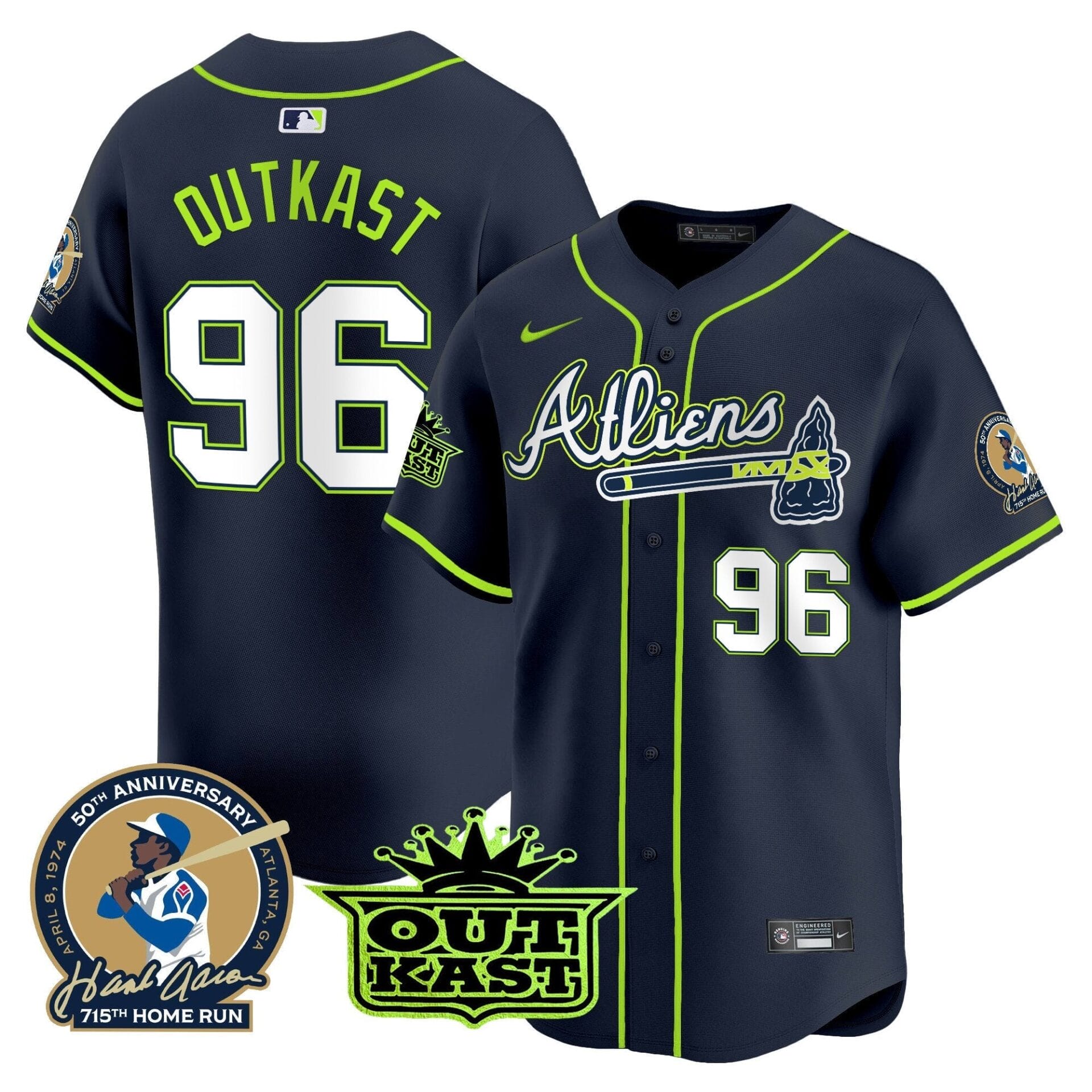 Atlanta Braves Atliens & Hank Aaron Patch Vapor Premier Limited Jersey - All Stitched - Image 3