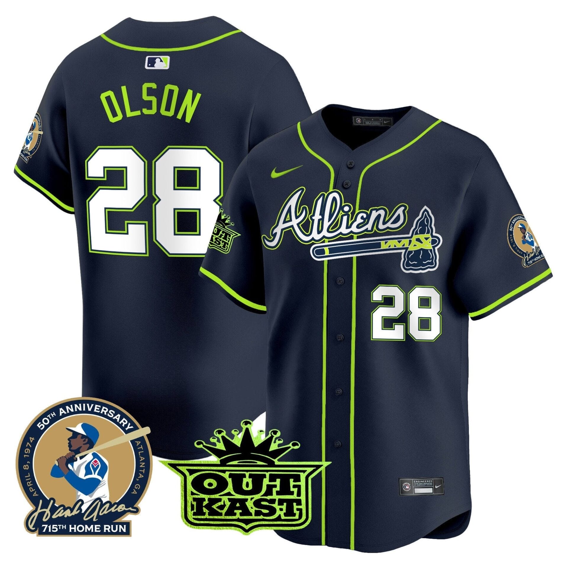Atlanta Braves Atliens & Hank Aaron Patch Vapor Premier Limited Jersey - All Stitched - Image 6