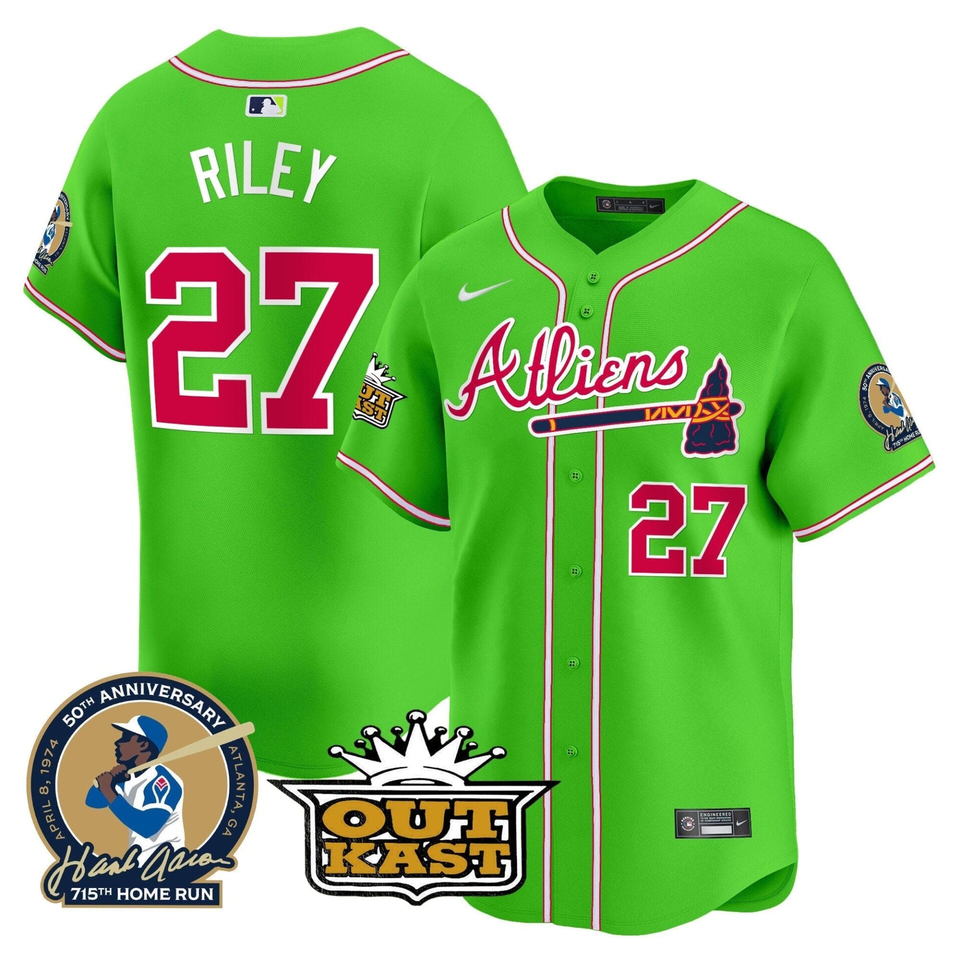 Atlanta Braves Atliens & Hank Aaron Patch Vapor Premier Limited Jersey - All Stitched - Image 12