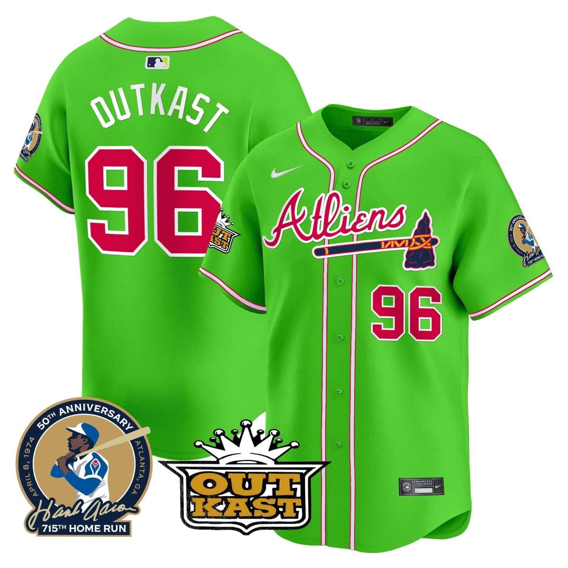 Atlanta Braves Atliens & Hank Aaron Patch Vapor Premier Limited Jersey - All Stitched - Image 13