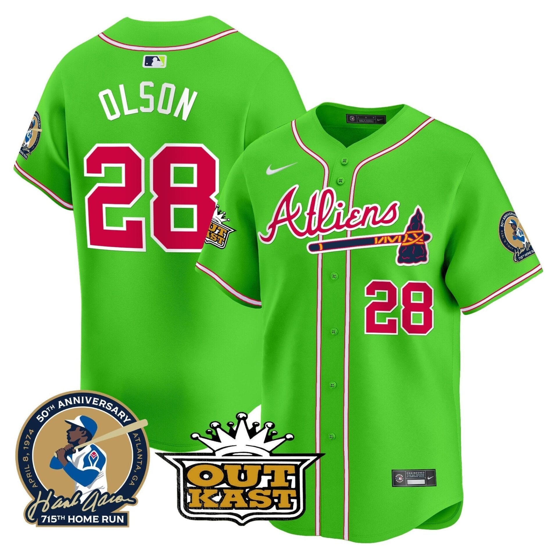 Atlanta Braves Atliens & Hank Aaron Patch Vapor Premier Limited Jersey - All Stitched - Image 16
