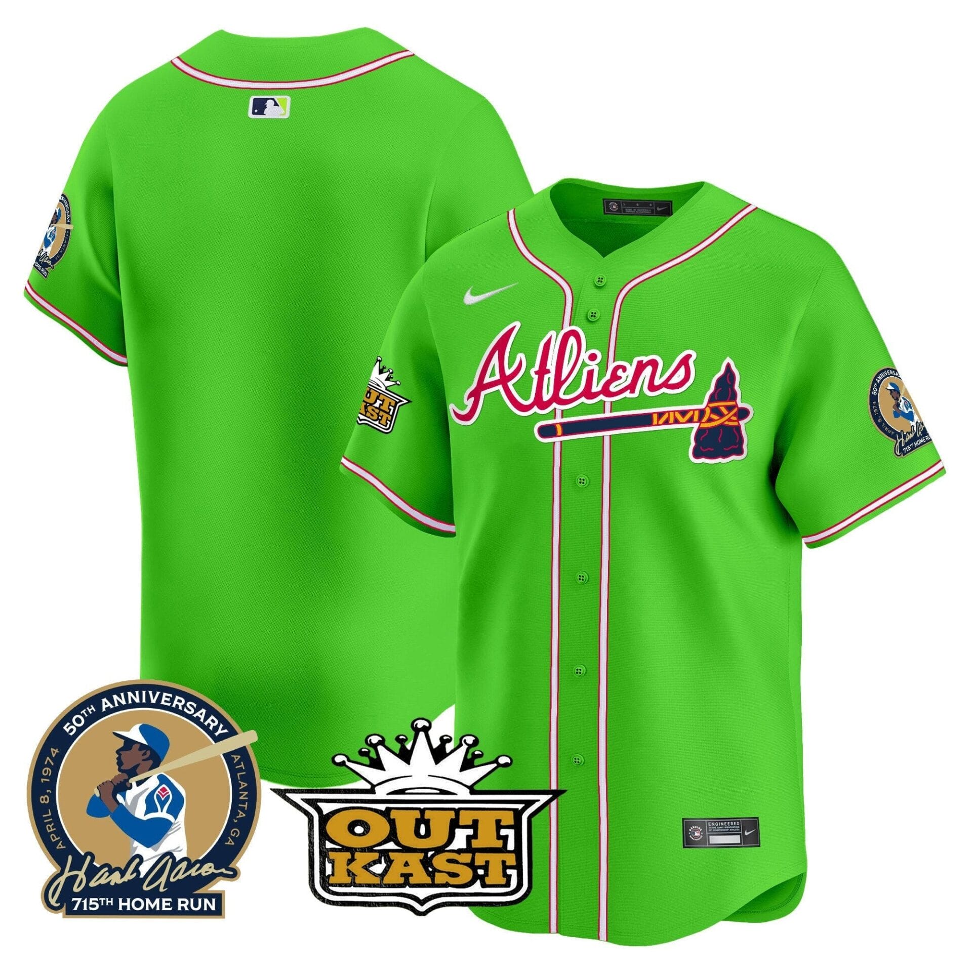 Atlanta Braves Atliens & Hank Aaron Patch Vapor Premier Limited Jersey - All Stitched - Image 20