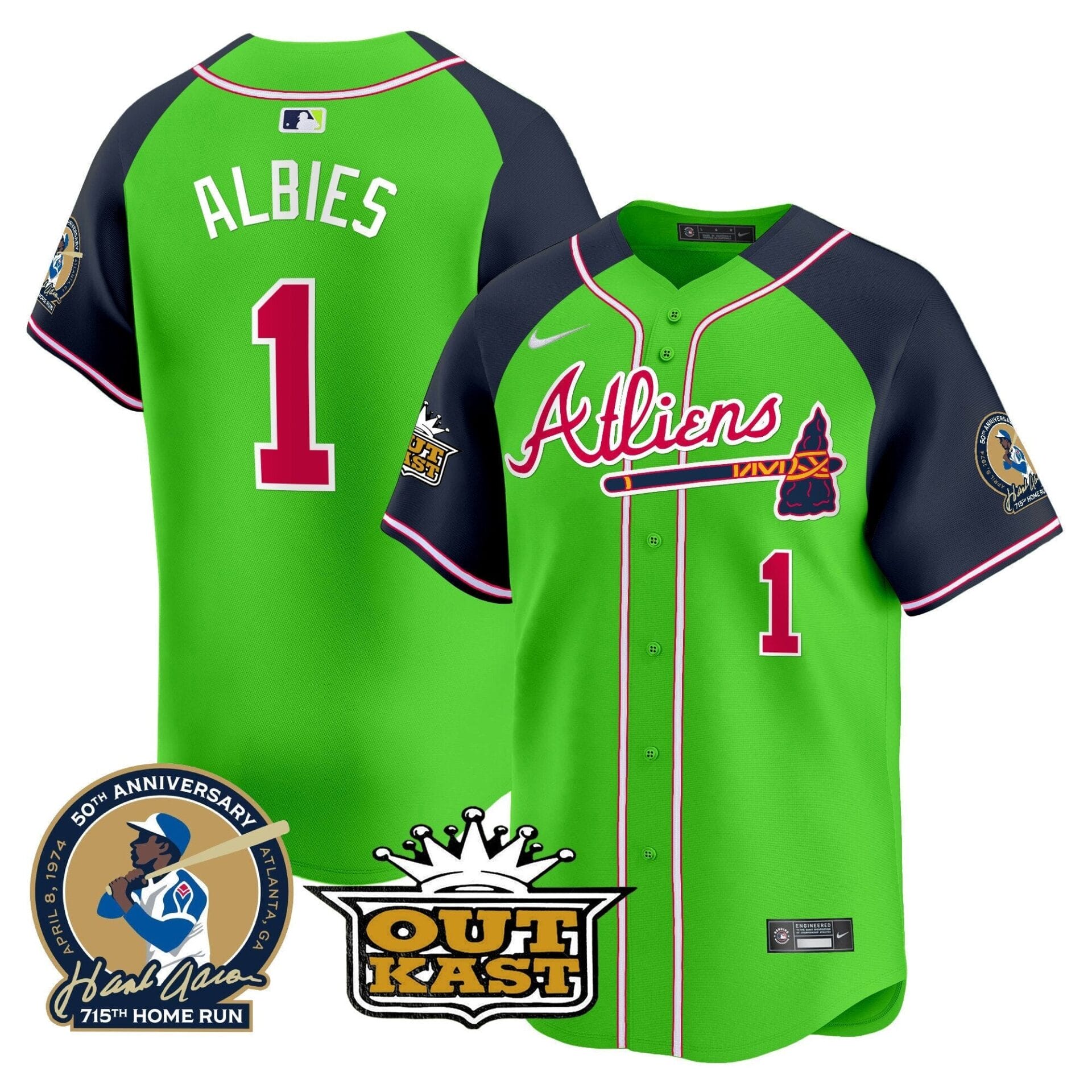 Atlanta Braves Atliens & Hank Aaron Patch Vapor Premier Limited Jersey - All Stitched - Image 27