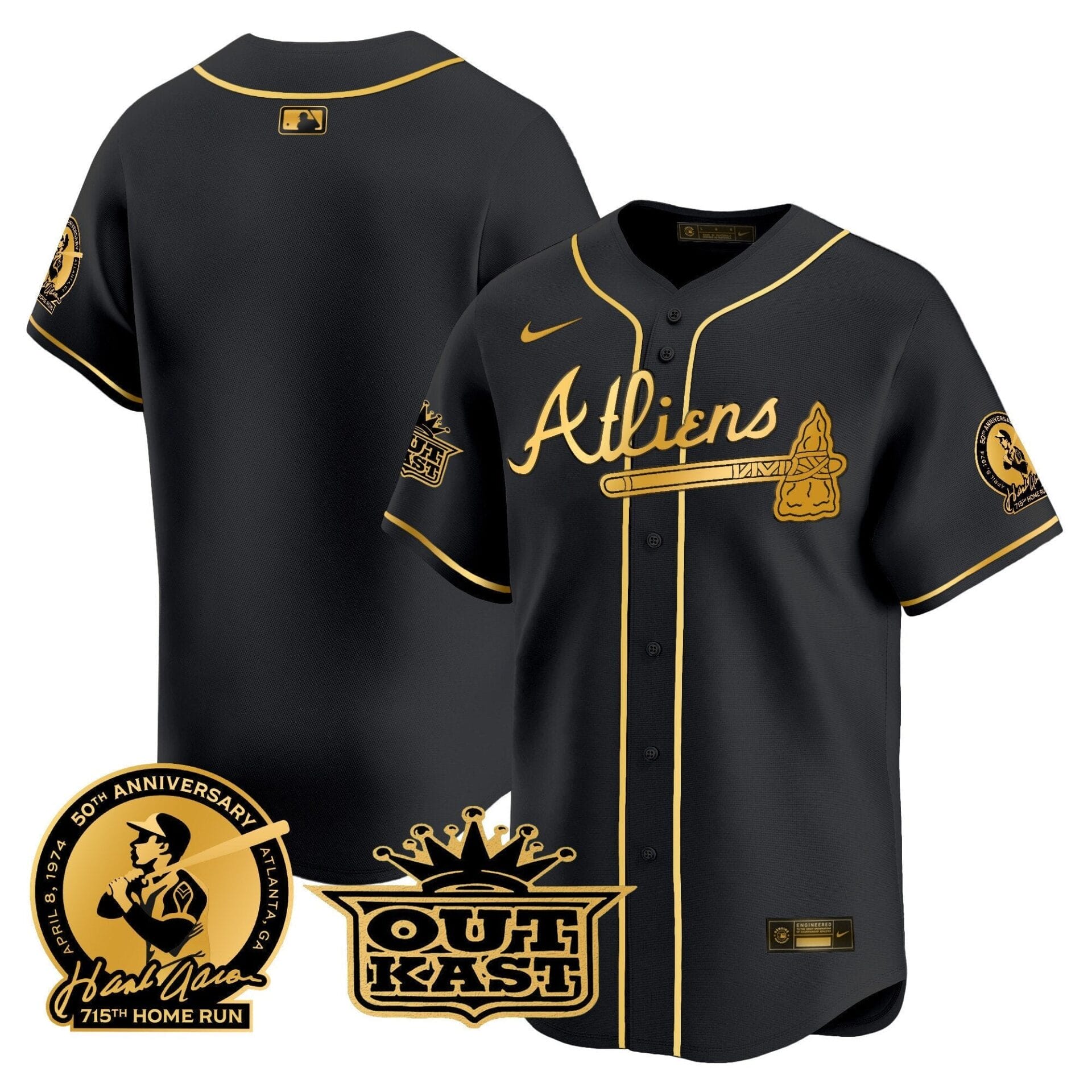 Atlanta Braves Atliens & Hank Aaron Patch Vapor Premier Limited Jersey - All Stitched - Image 40