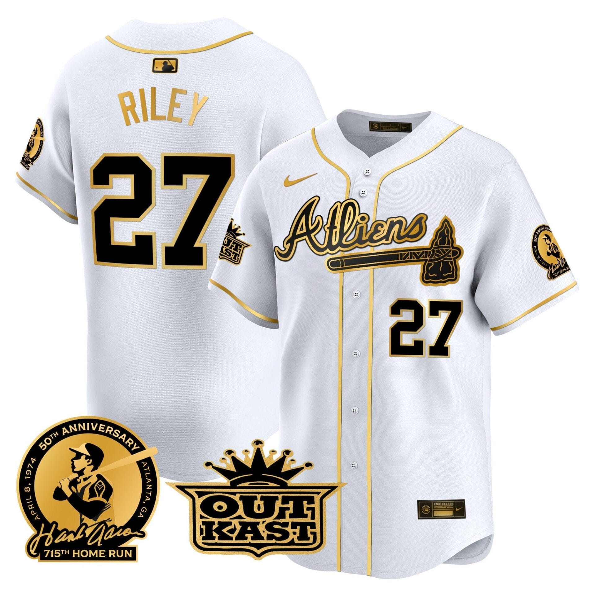 Atlanta Braves Atliens & Hank Aaron Patch Vapor Premier Limited Jersey - All Stitched - Image 42