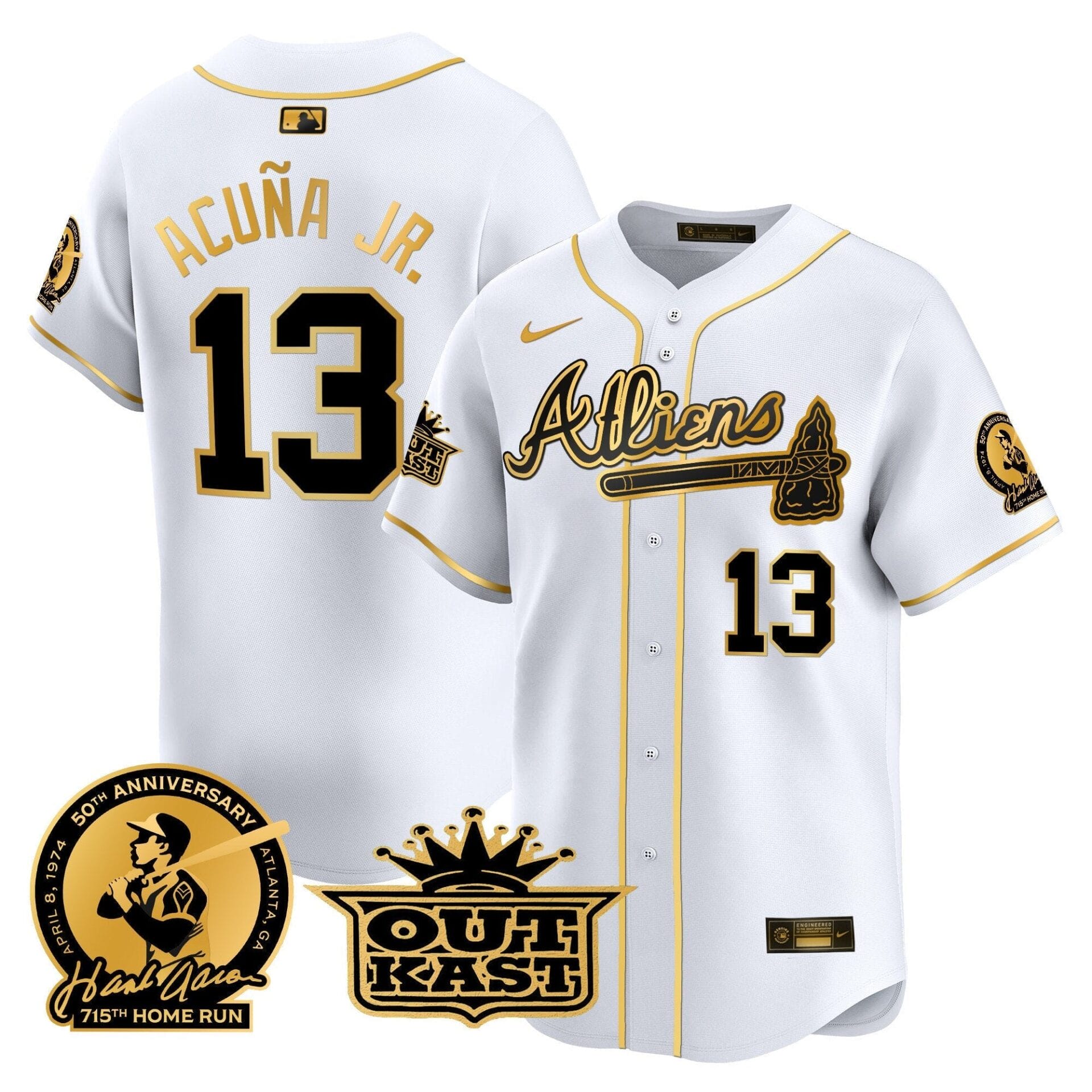 Atlanta Braves Atliens & Hank Aaron Patch Vapor Premier Limited Jersey - All Stitched - Image 41