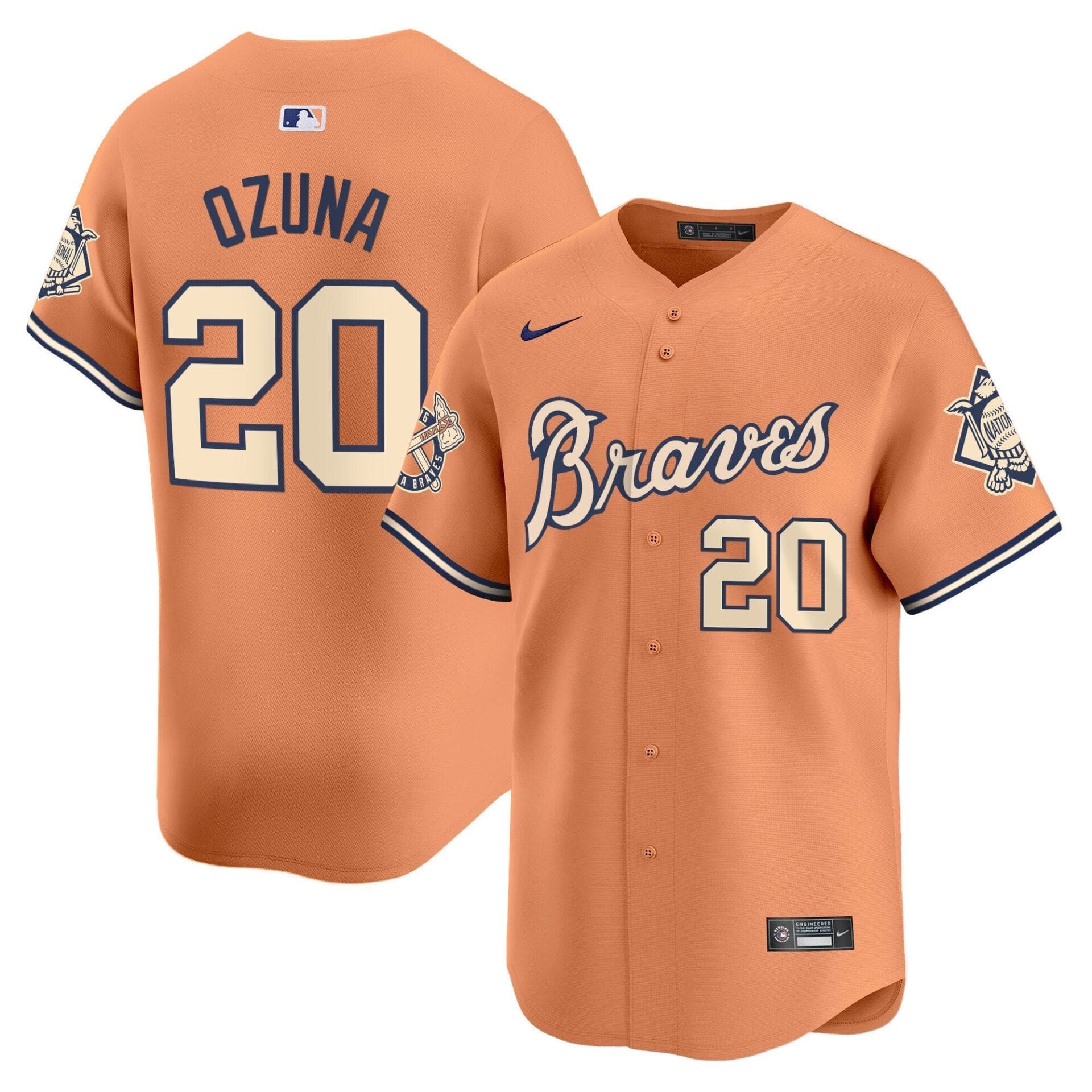 Atlanta Braves Peaches n' Cream Vapor Premier Limited Jersey - All Stitched - Image 3