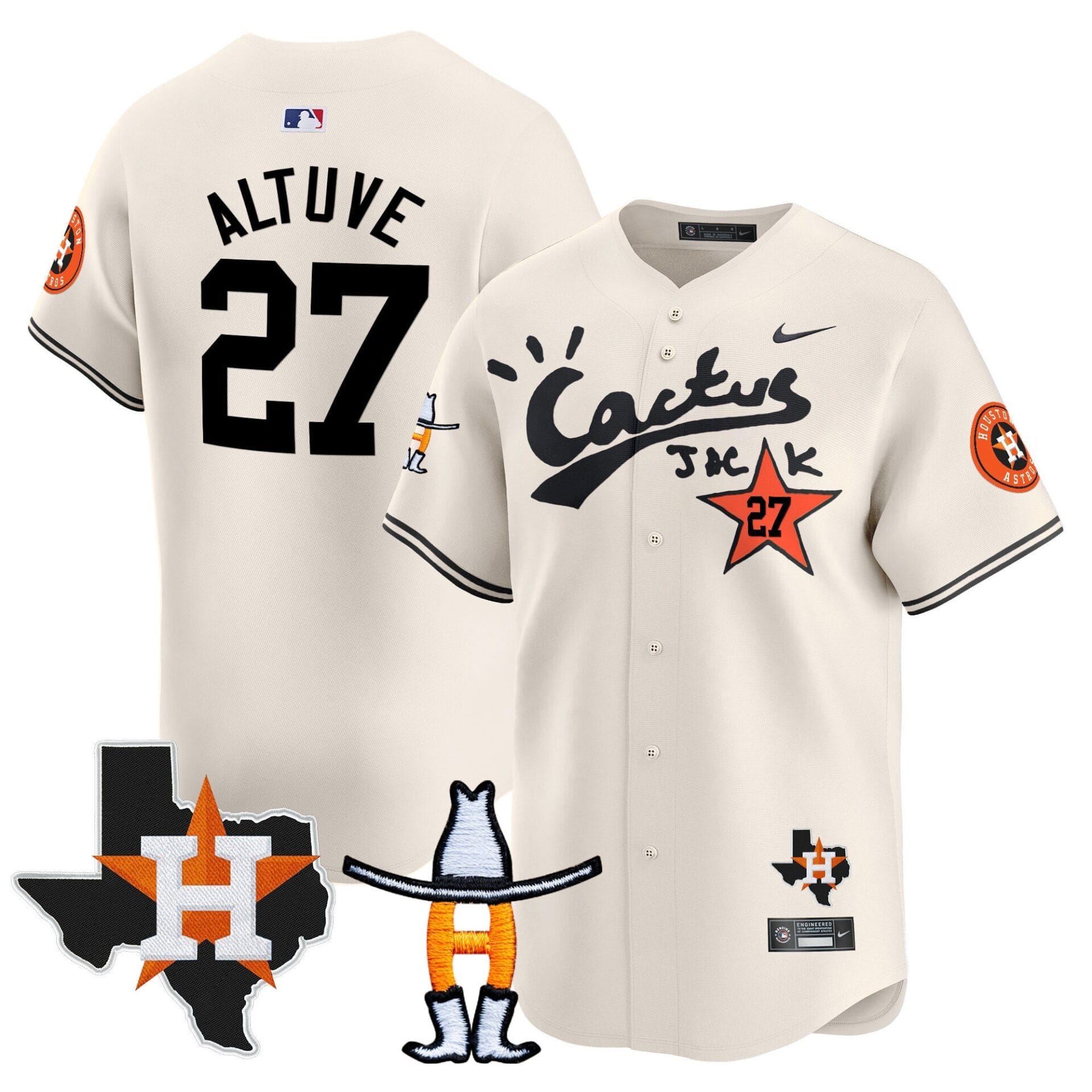 Houston Astros Cactus Jack Houston Rodeo Patch Vapor Premier Limited Jersey - All Stitched - Image 5
