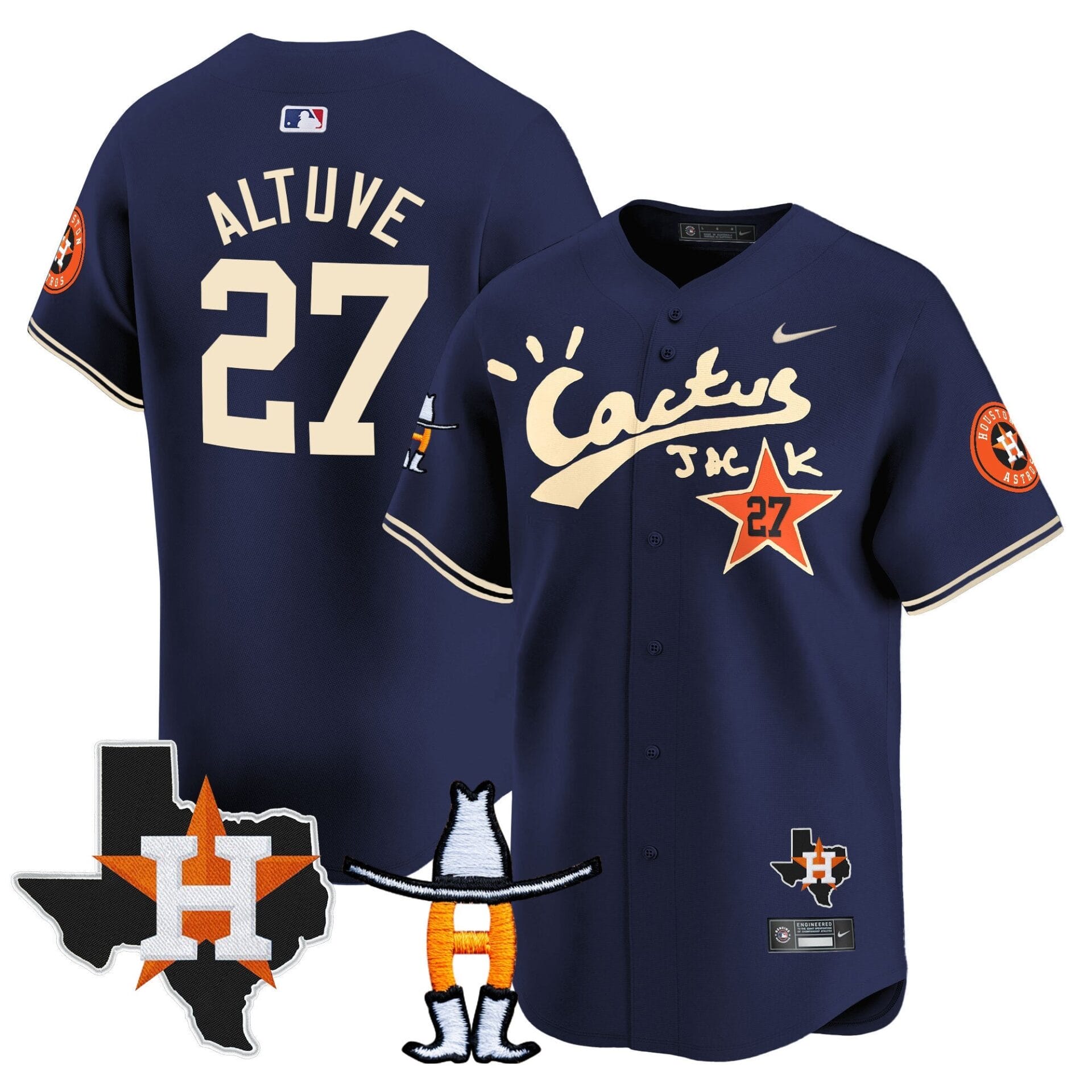 Houston Astros Cactus Jack Houston Rodeo Patch Vapor Premier Limited Jersey - All Stitched - Image 32