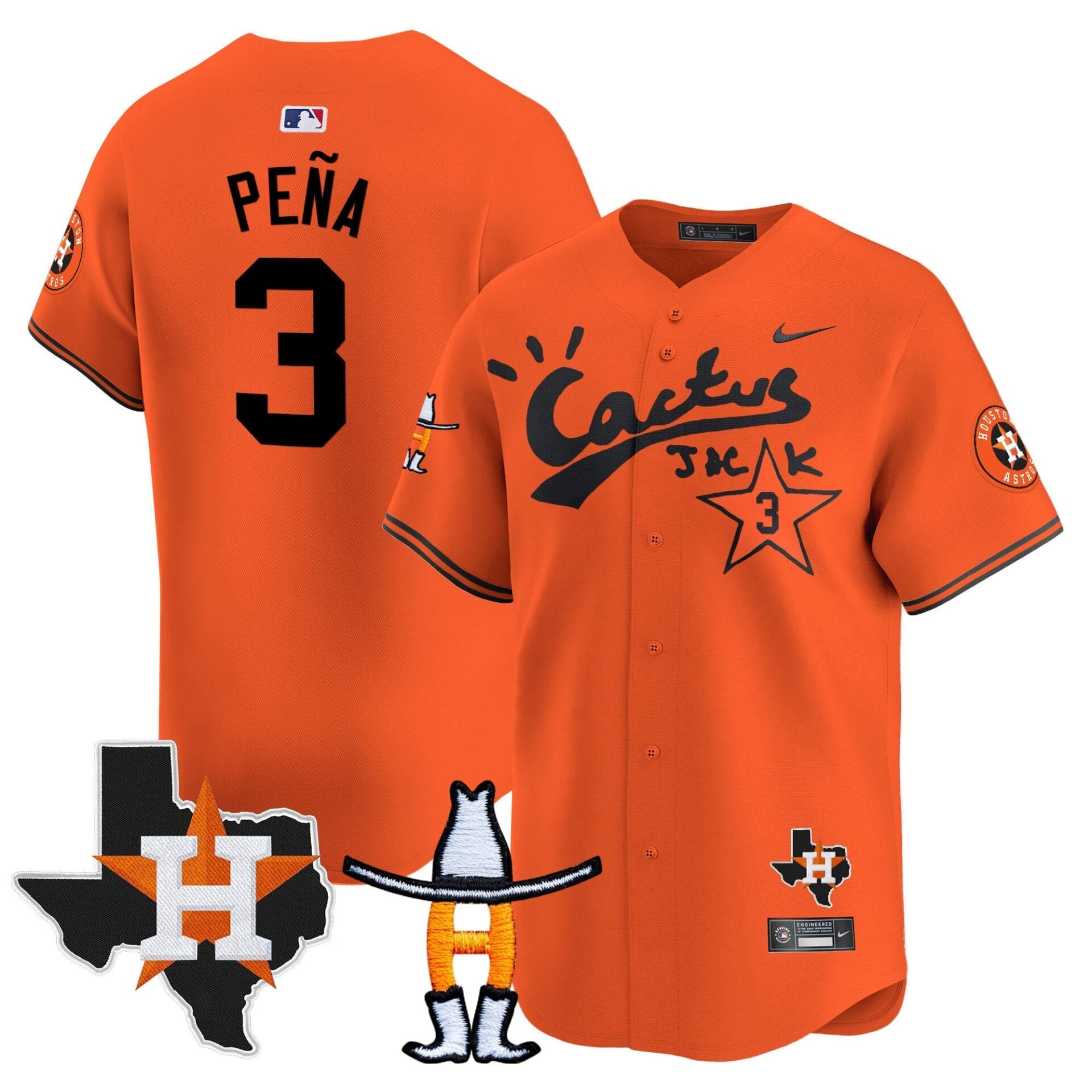 Houston Astros Cactus Jack Houston Rodeo Patch Vapor Premier Limited Jersey - All Stitched - Image 39