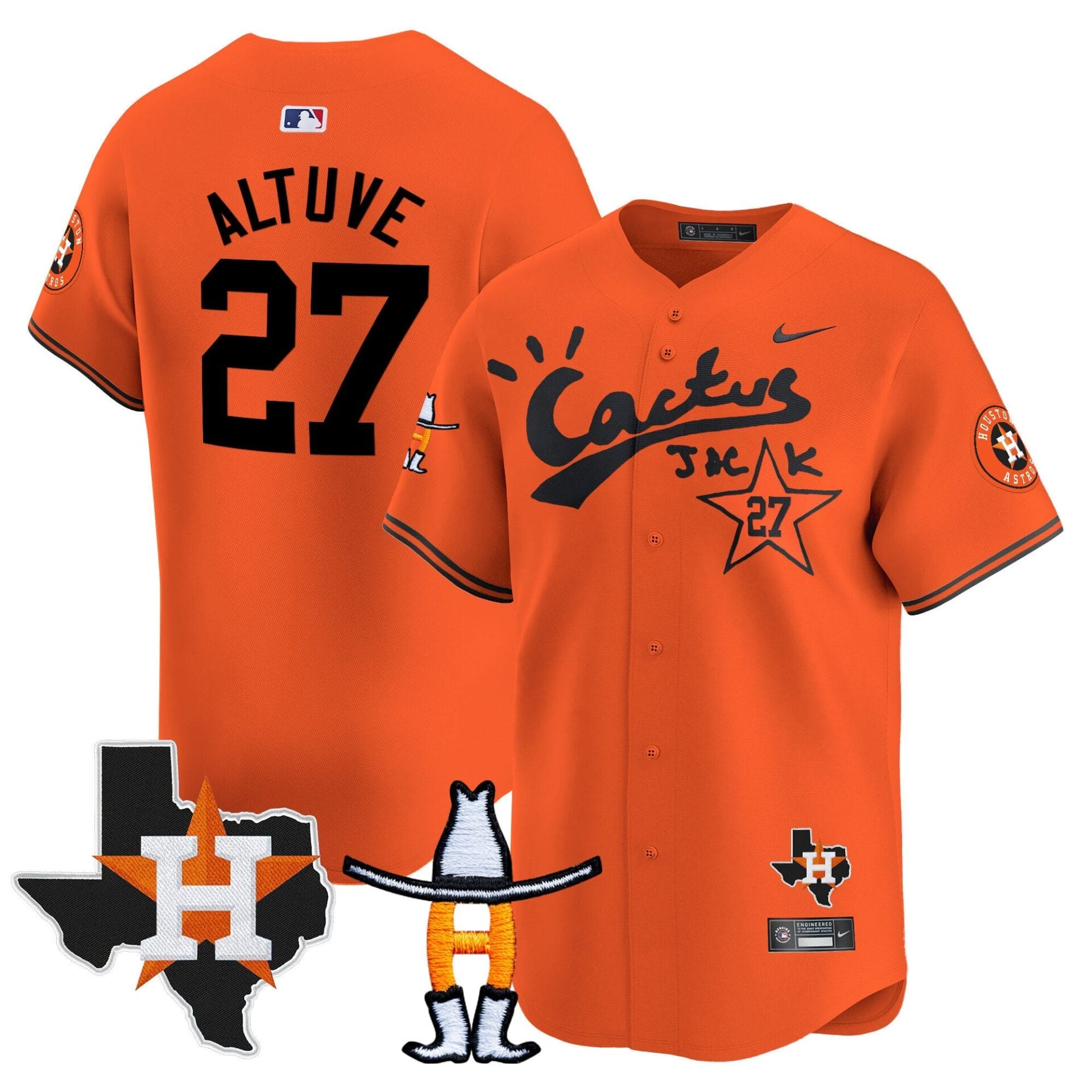 Houston Astros Cactus Jack Houston Rodeo Patch Vapor Premier Limited Jersey - All Stitched - Image 41