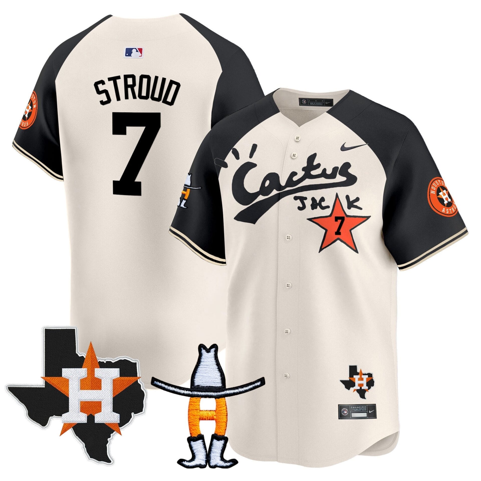 Houston Astros Cactus Jack Houston Rodeo Patch Vapor Premier Limited Jersey - All Stitched - Image 46