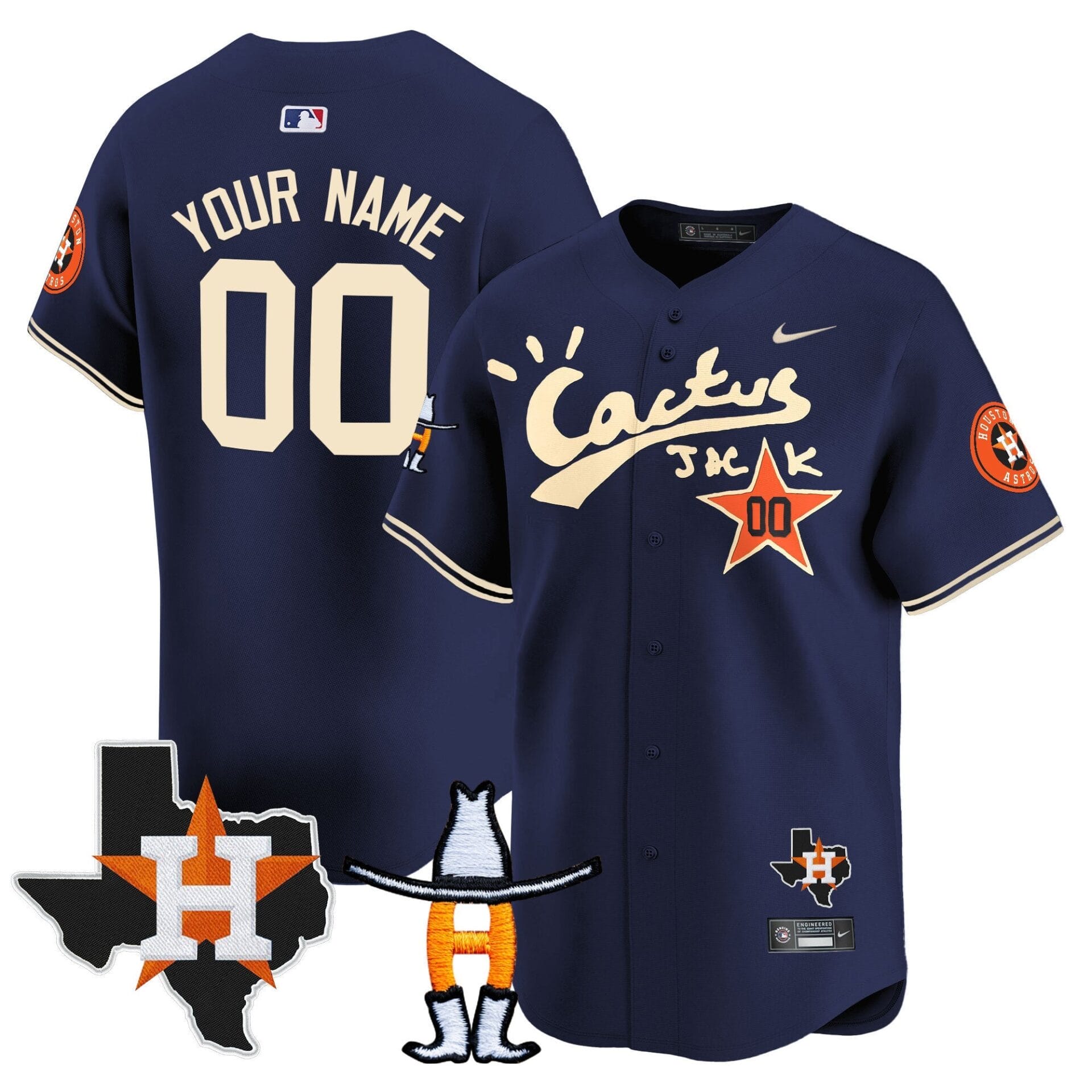 Houston Astros Cactus Jack Houston Rodeo Patch Vapor Premier Limited Custom Jersey - All Stitched - Image 4