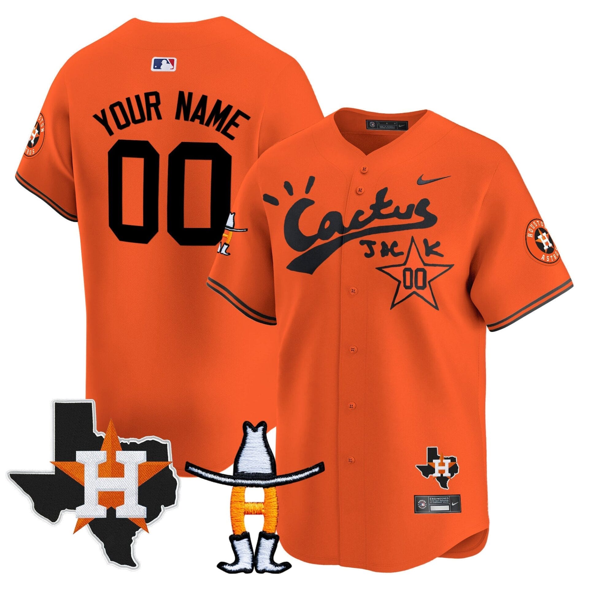 Houston Astros Cactus Jack Houston Rodeo Patch Vapor Premier Limited Custom Jersey - All Stitched - Image 5