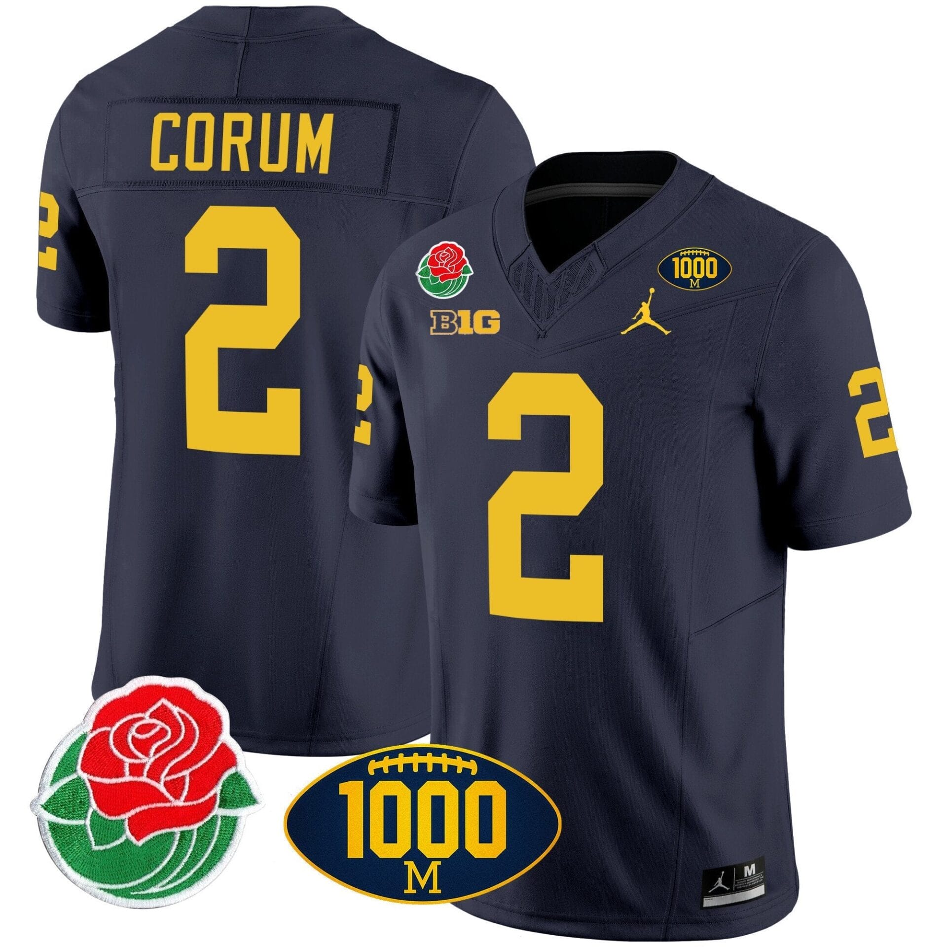 Michigan Wolverines Rose Bowl & 1000 Wins Patch Vapor Jersey - All Stitched - Image 8